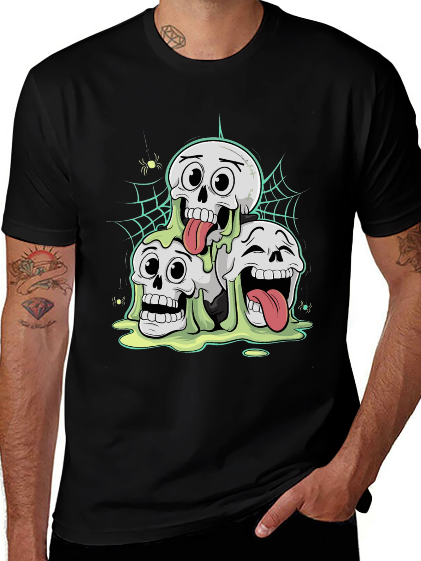 Skull Pile Graphic T-Shirt - Spooky Fun!