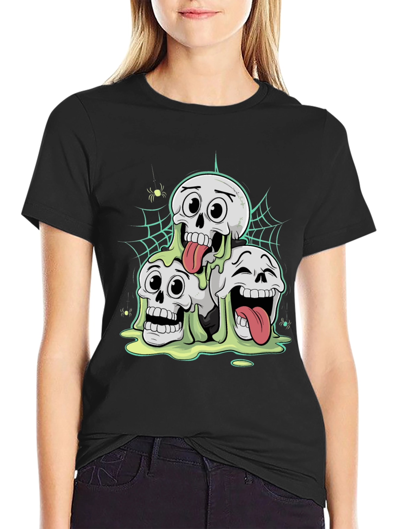 Skull Pile Graphic T-Shirt - Spooky Fun!