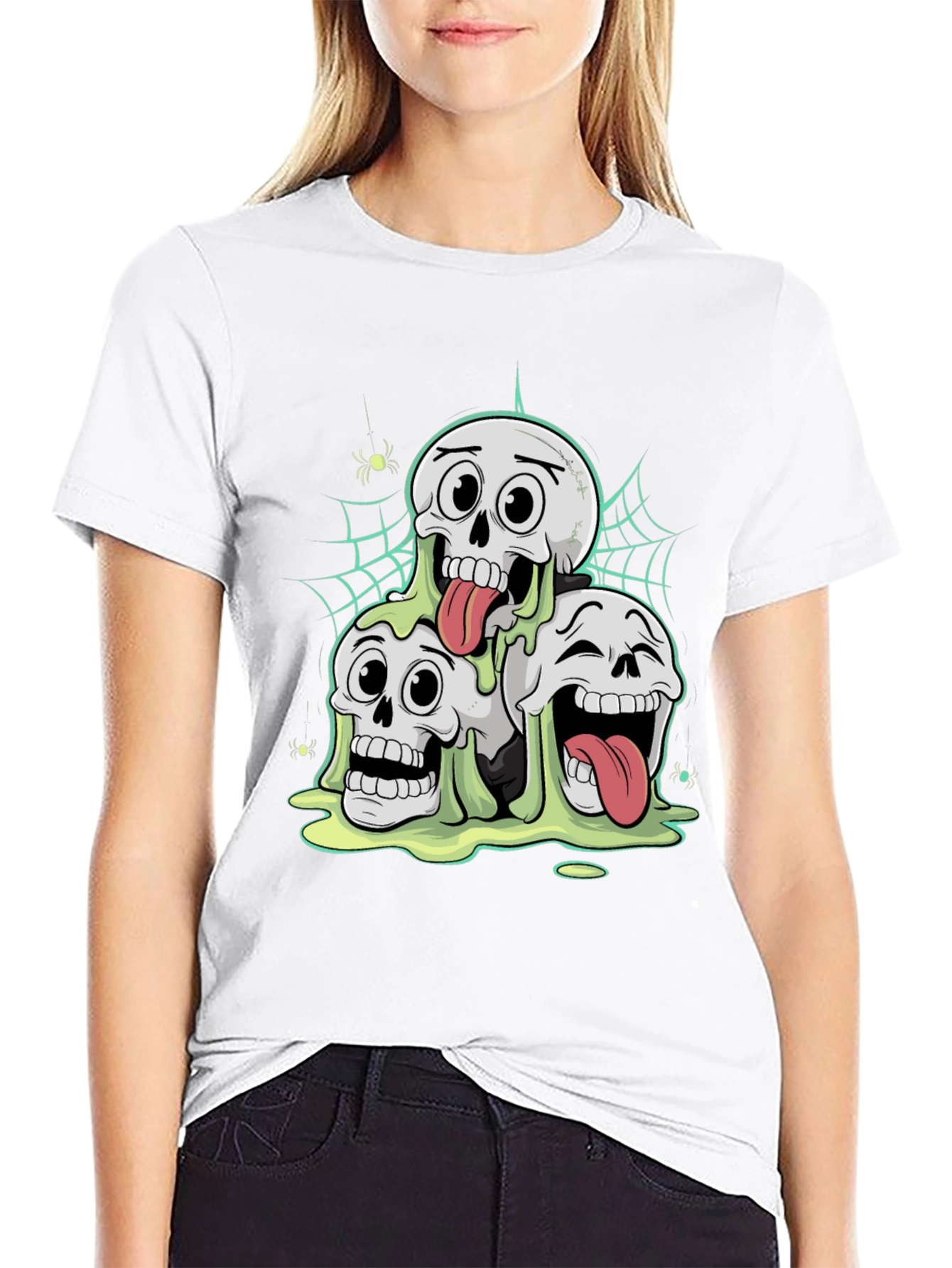 Skull Pile Graphic T-Shirt - Spooky Fun!