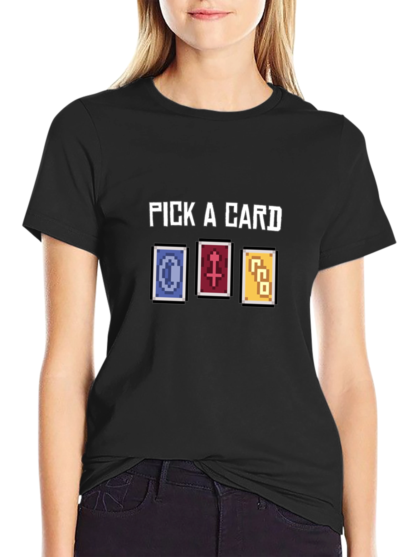 Pick A Card Graphic Tee - Black Cotton T-Shirt