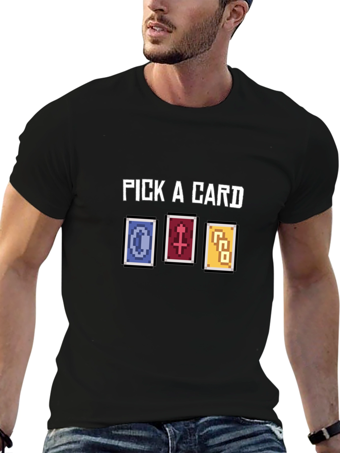 Pick A Card Graphic Tee - Black Cotton T-Shirt