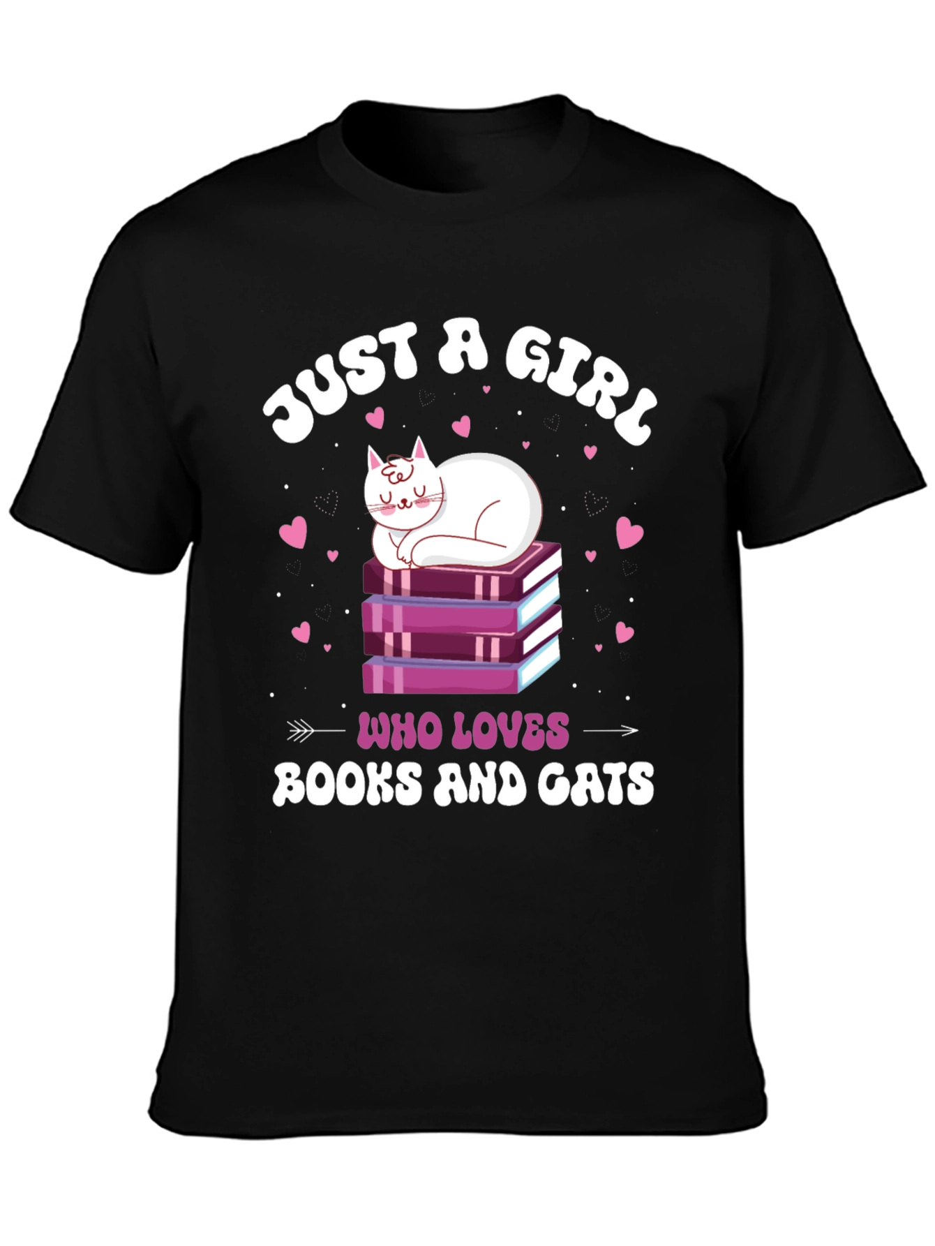Just a Girl Who Loves Books and Cats T-Shirt