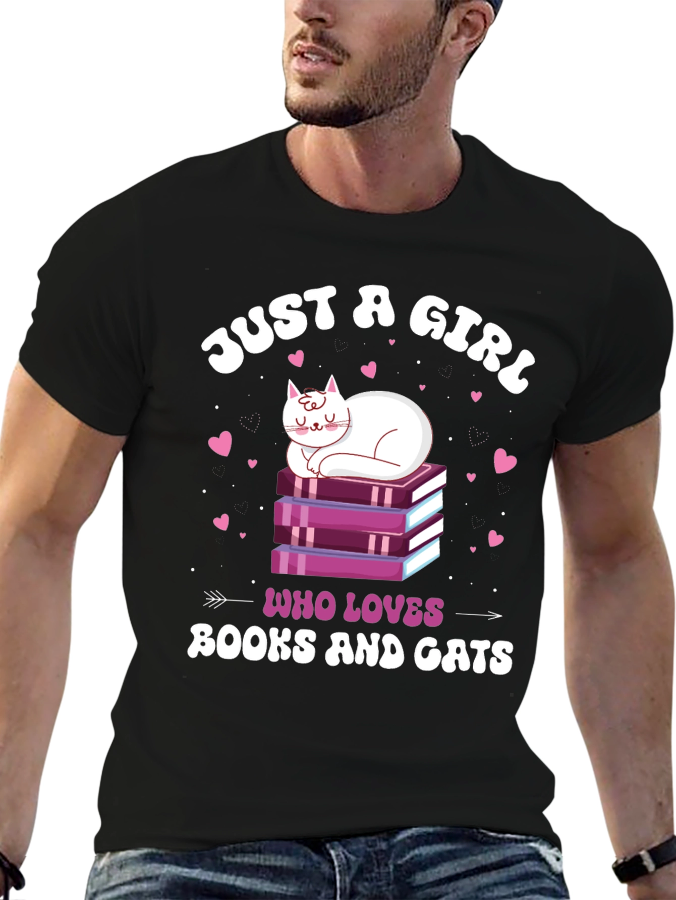 Just a Girl Who Loves Books and Cats T-Shirt