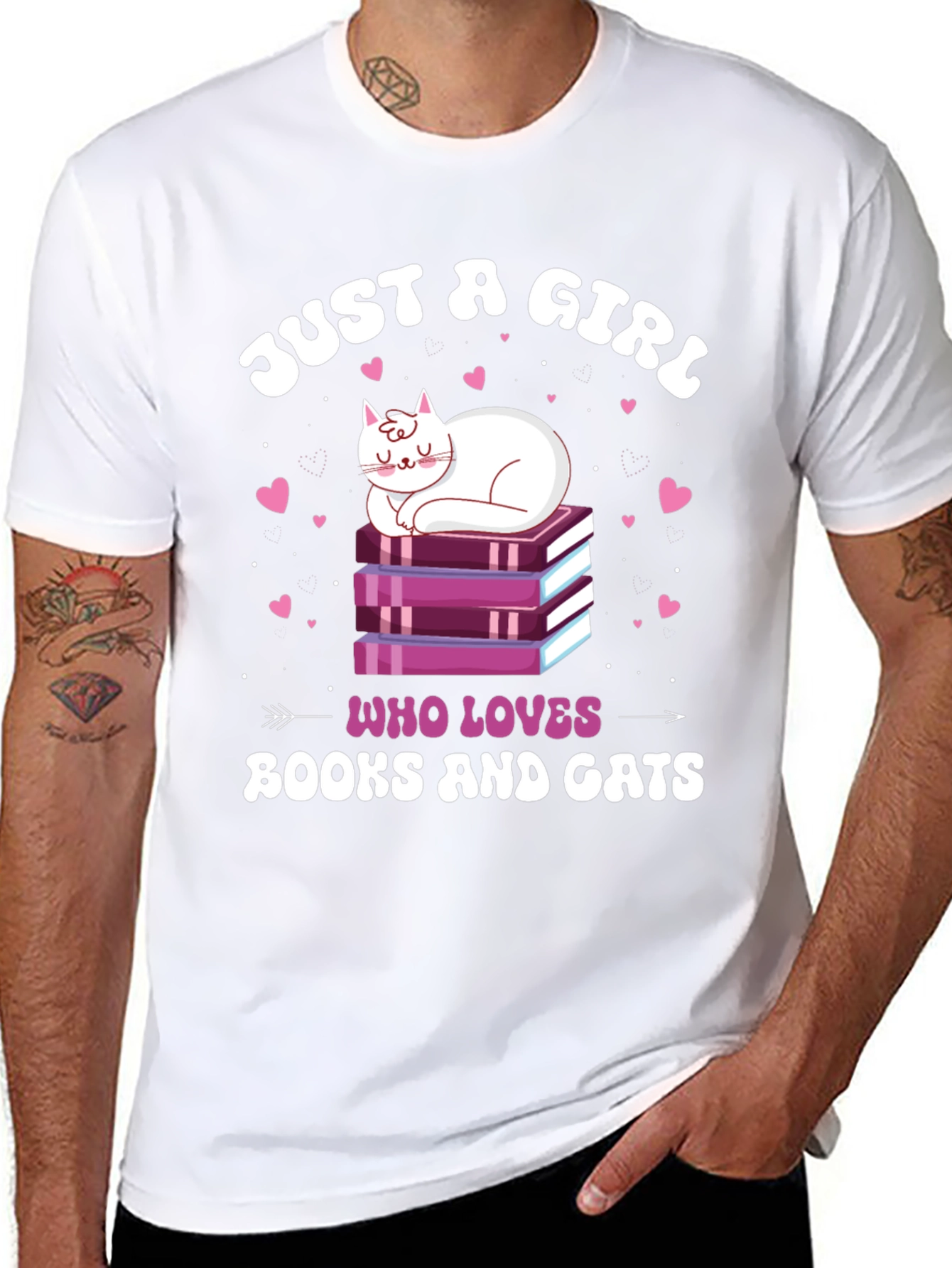 Just a Girl Who Loves Books and Cats T-Shirt