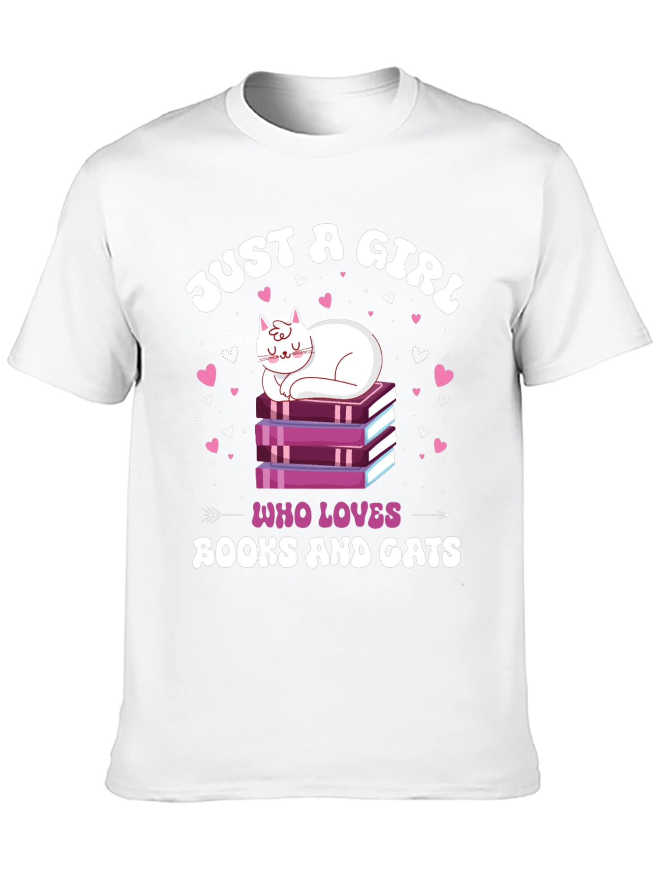 Just a Girl Who Loves Books and Cats T-Shirt