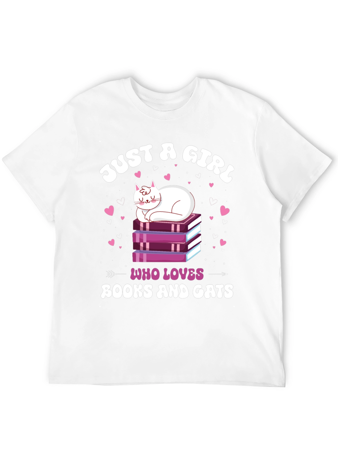 Just a Girl Who Loves Books and Cats T-Shirt