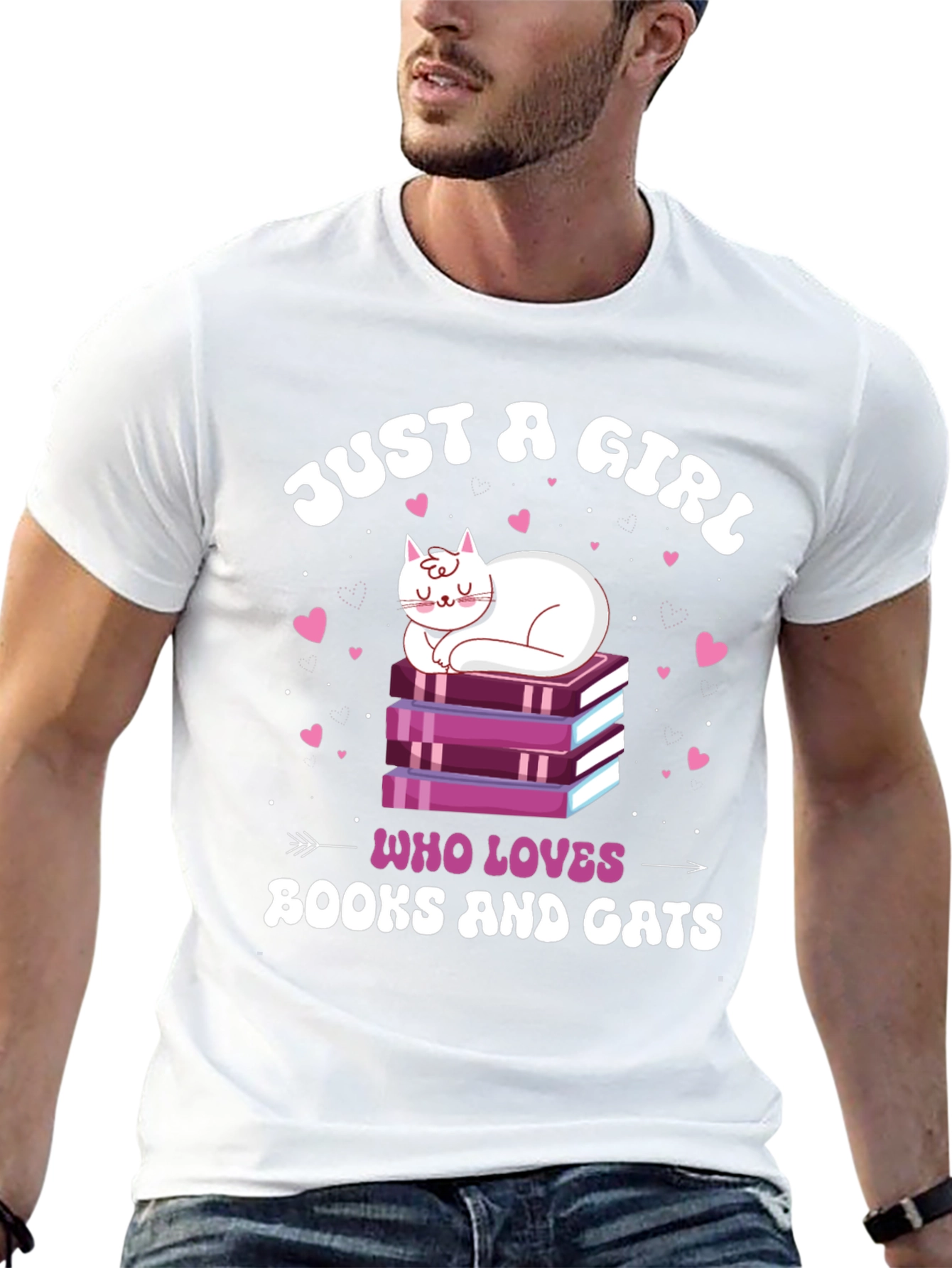 Just a Girl Who Loves Books and Cats T-Shirt