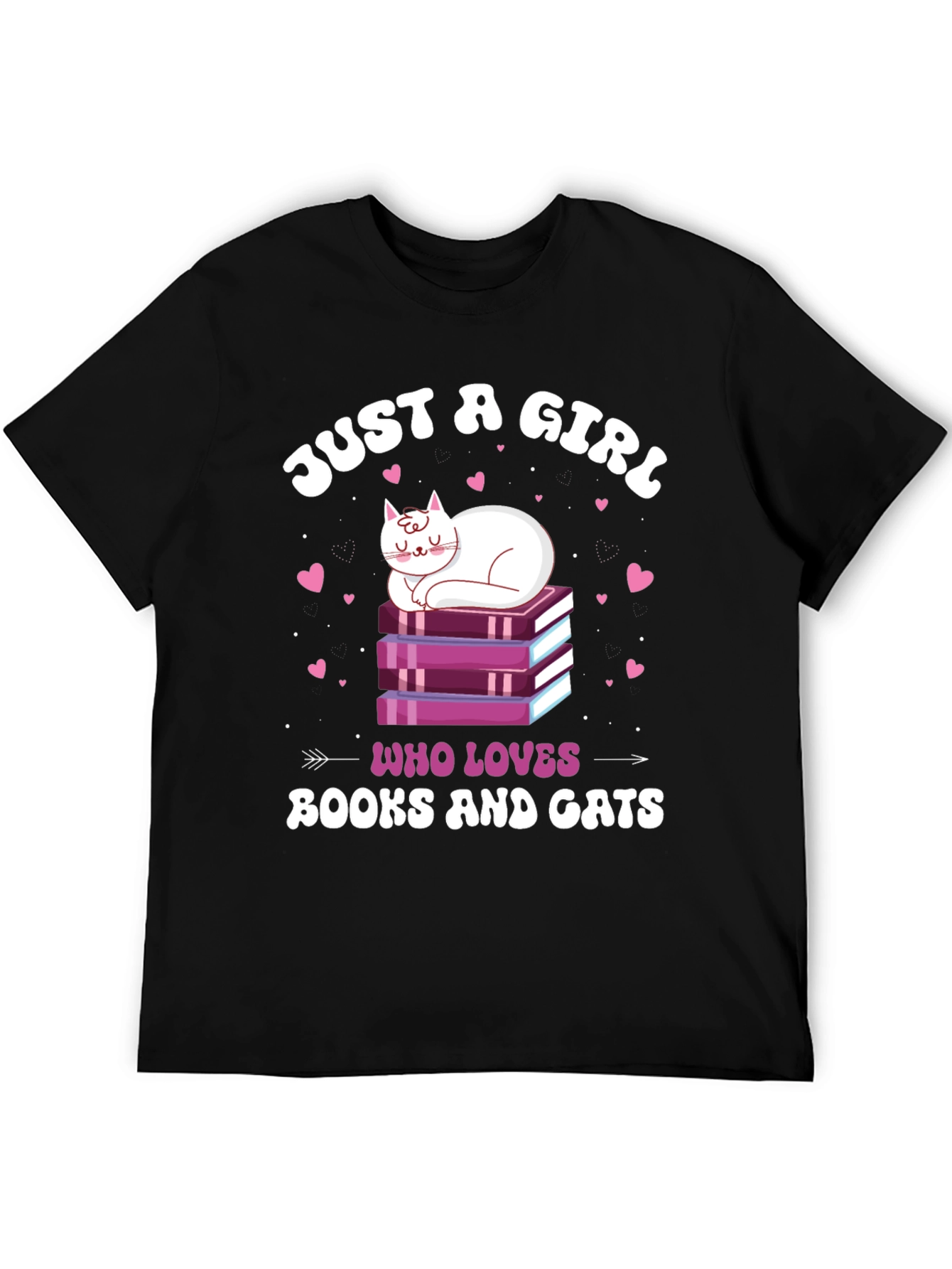 Just a Girl Who Loves Books and Cats T-Shirt