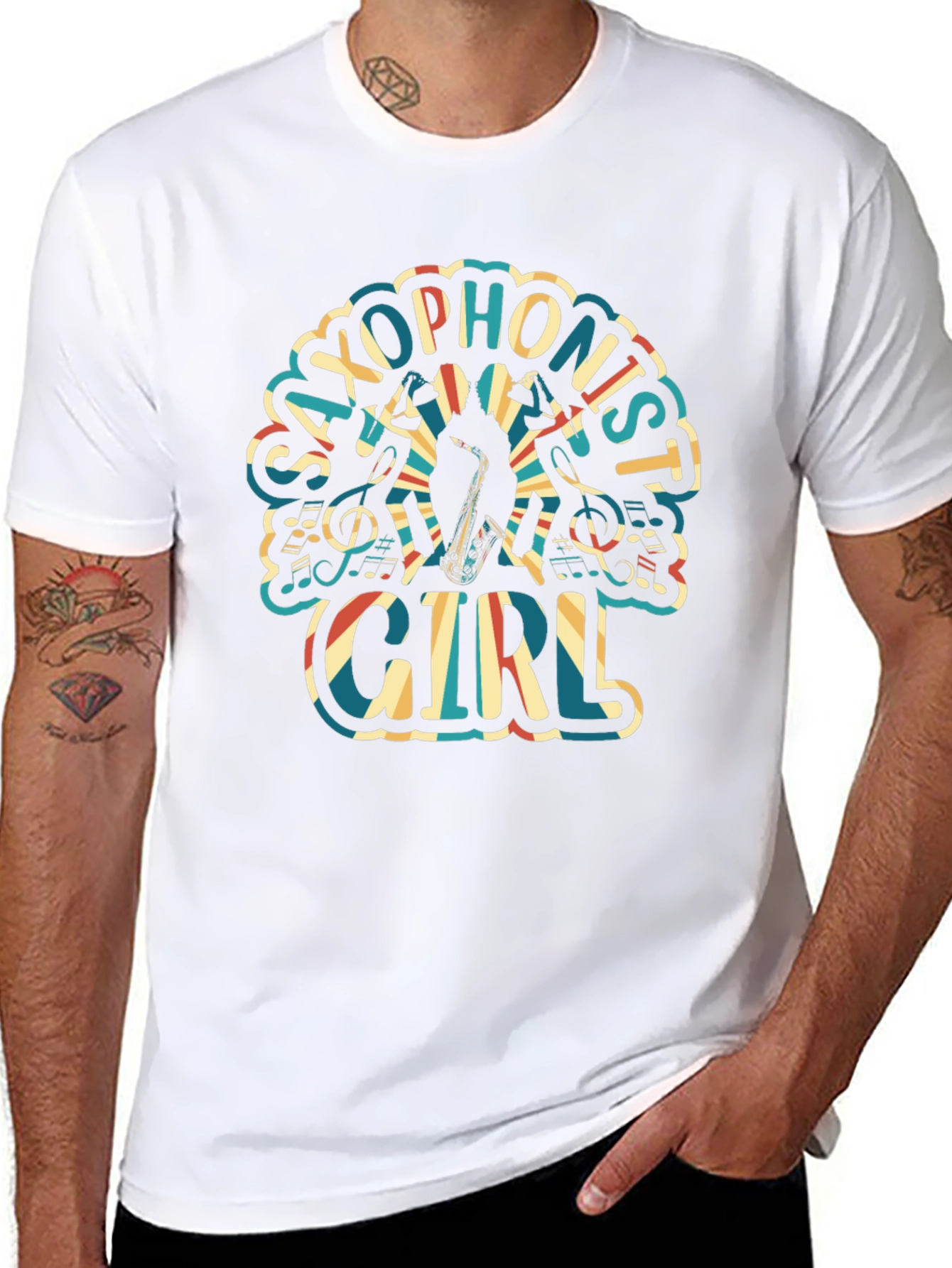 Saxophonist Girl Graphic Tee - Unisex Black T-Shirt