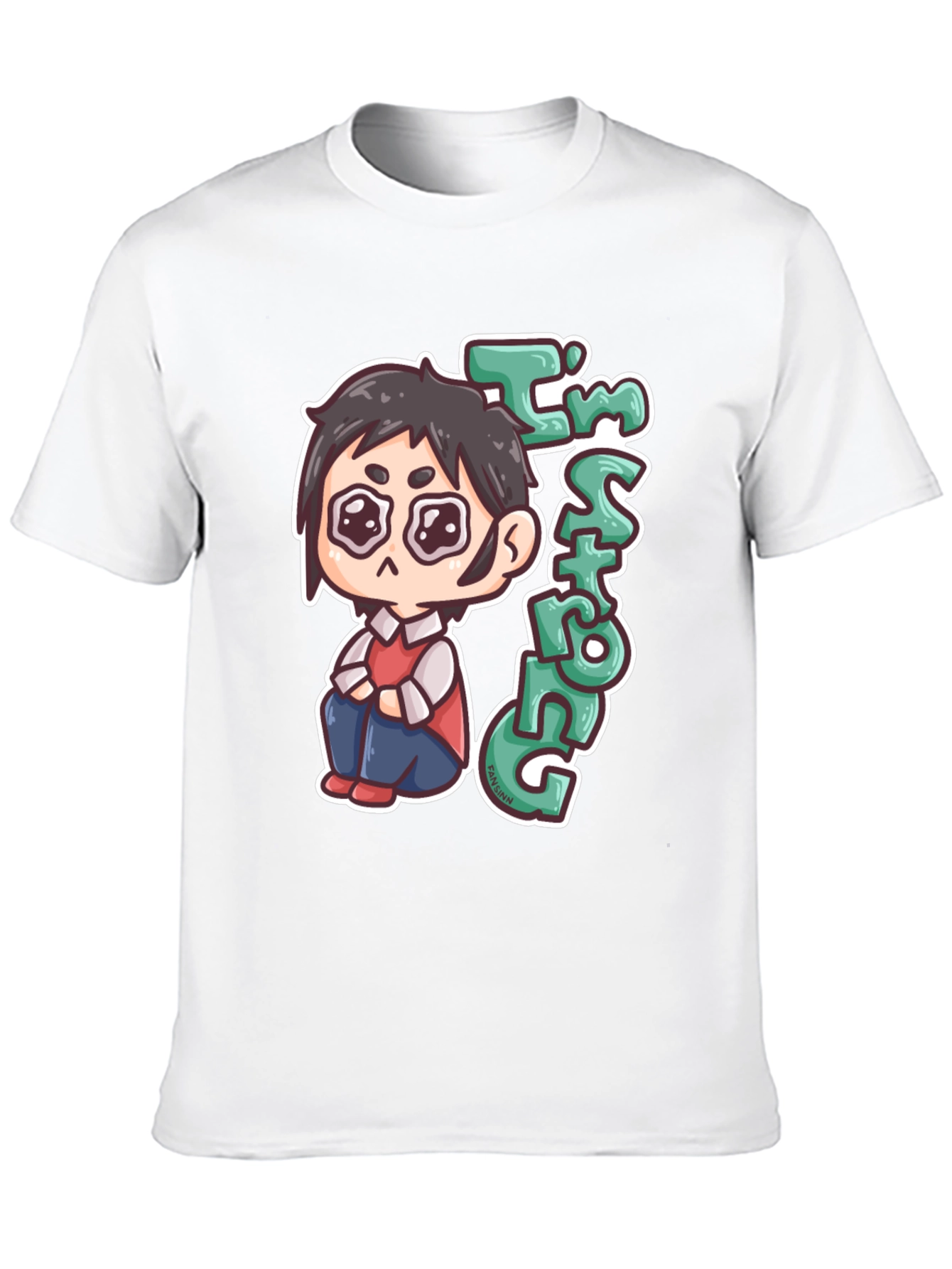 Chibi Anime Im Strong Graphic Black T-Shirt