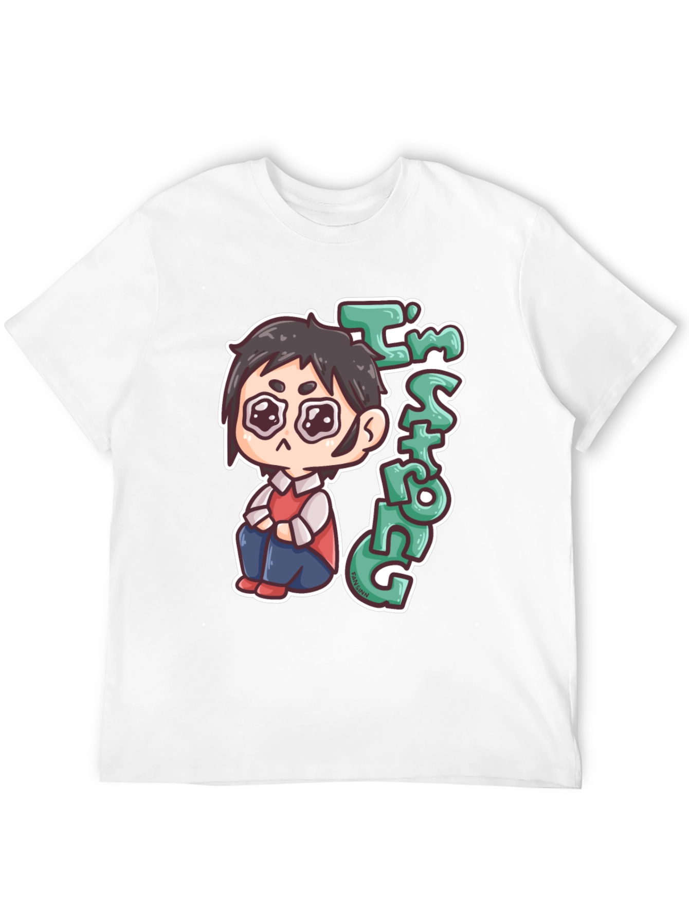 Chibi Anime Im Strong Graphic Black T-Shirt