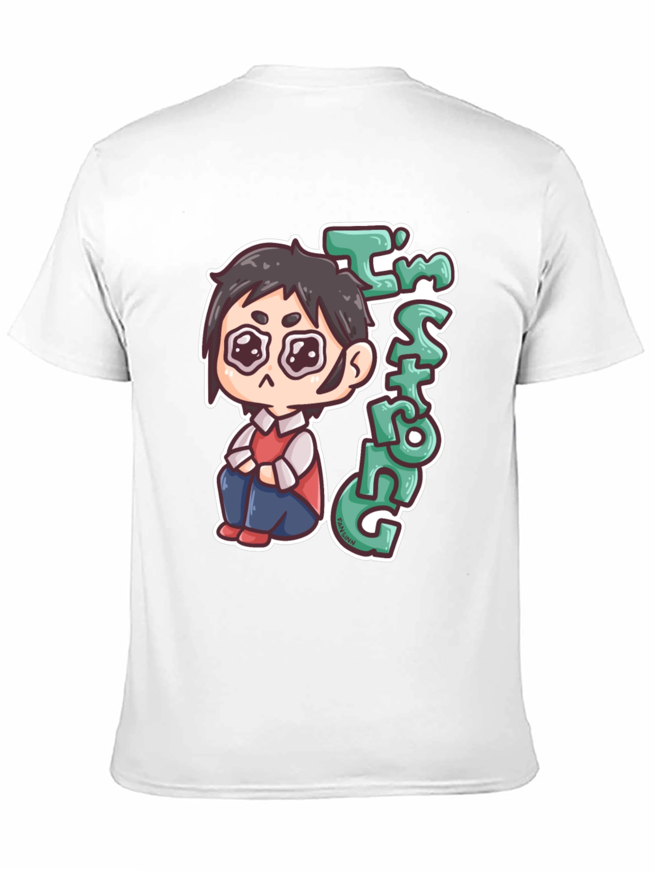 Chibi Anime Im Strong Graphic Black T-Shirt