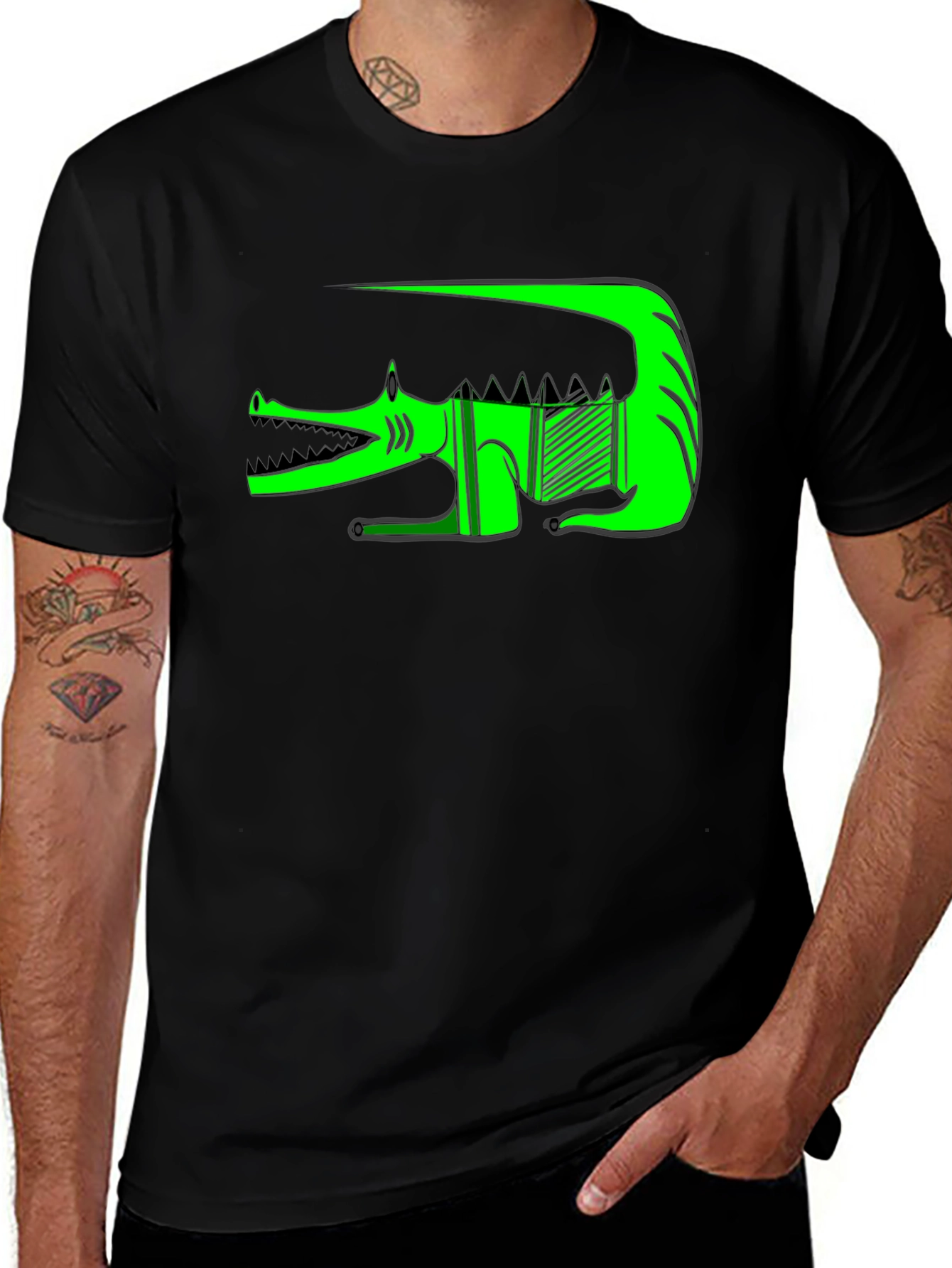 Graphic Print T-Shirt - Green Crocodile