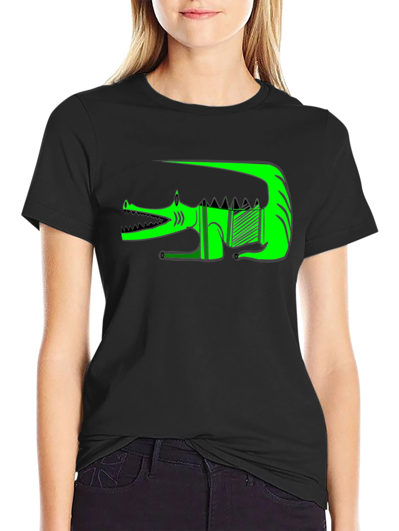 Graphic Print T-Shirt - Green Crocodile