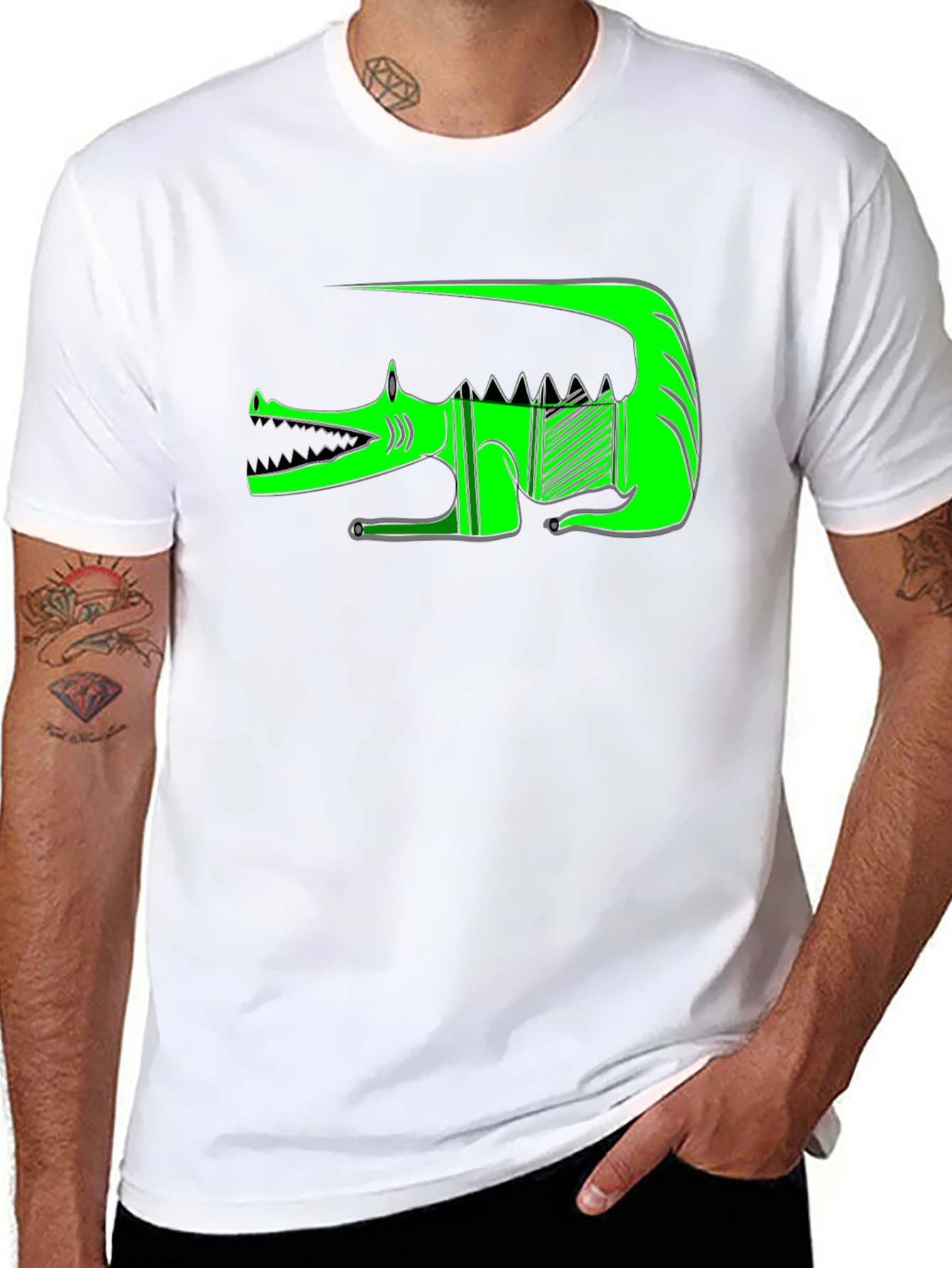 Graphic Print T-Shirt - Green Crocodile
