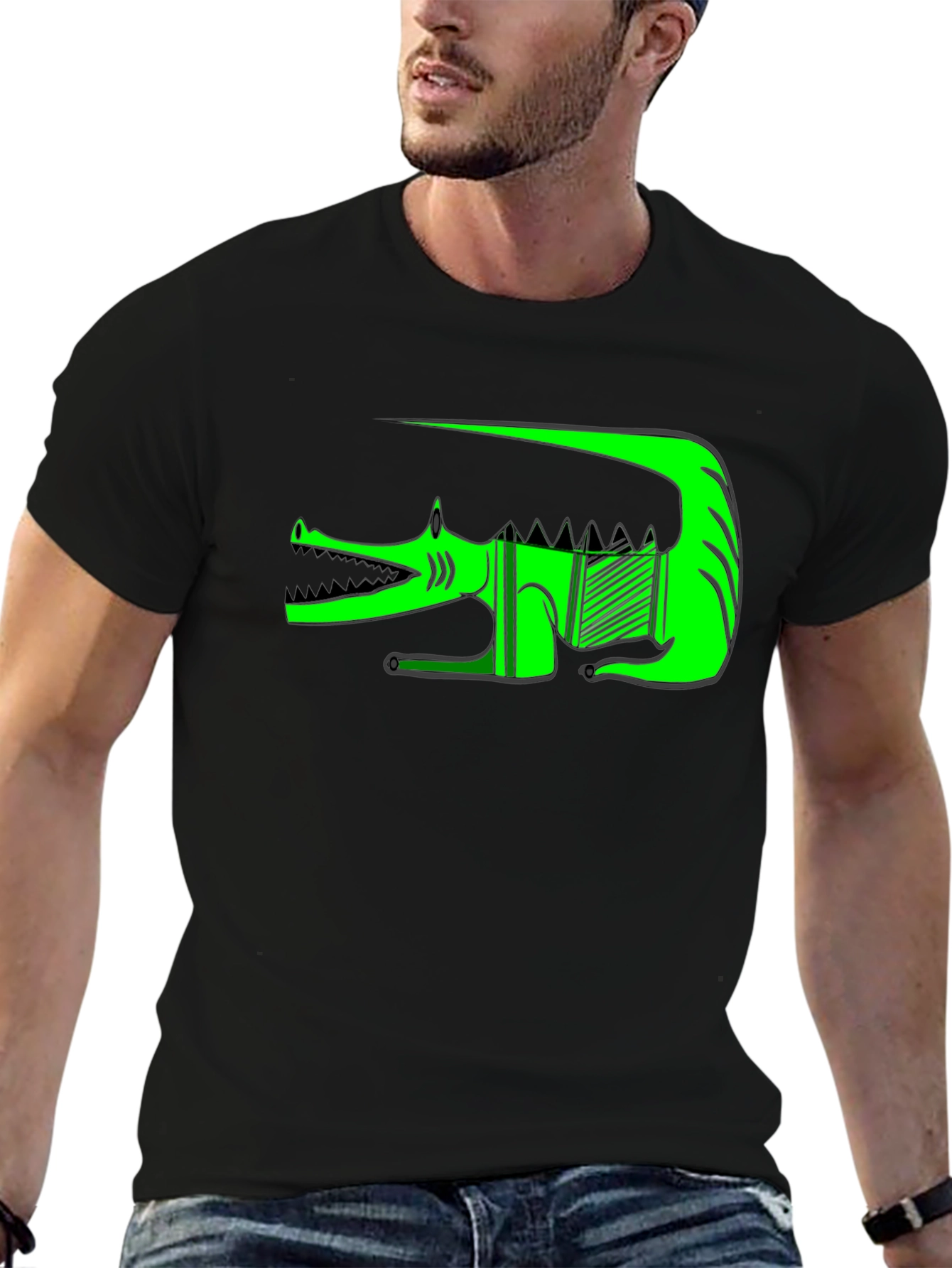 Graphic Print T-Shirt - Green Crocodile