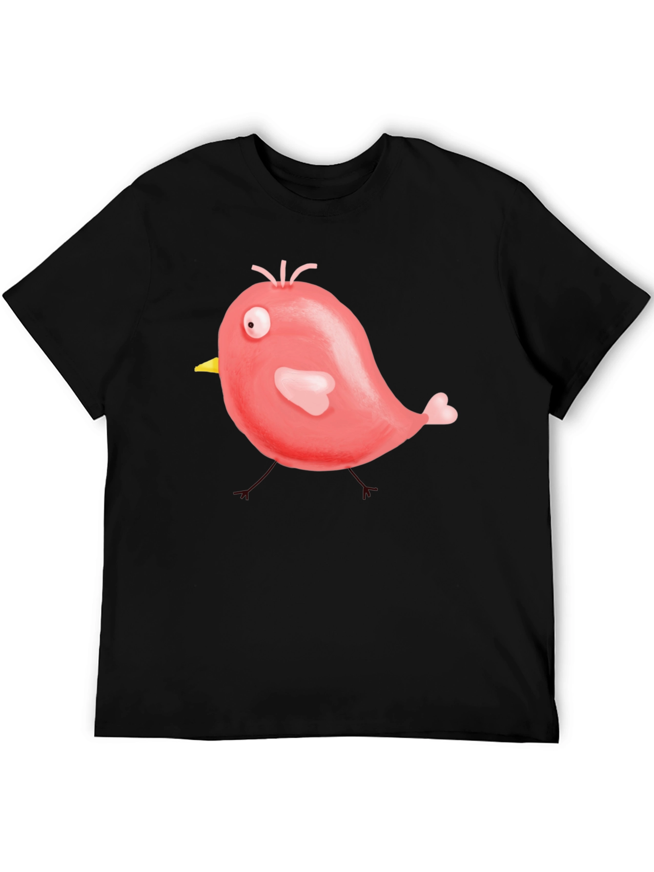Cute Cartoon Bird Graphic Black T-Shirt