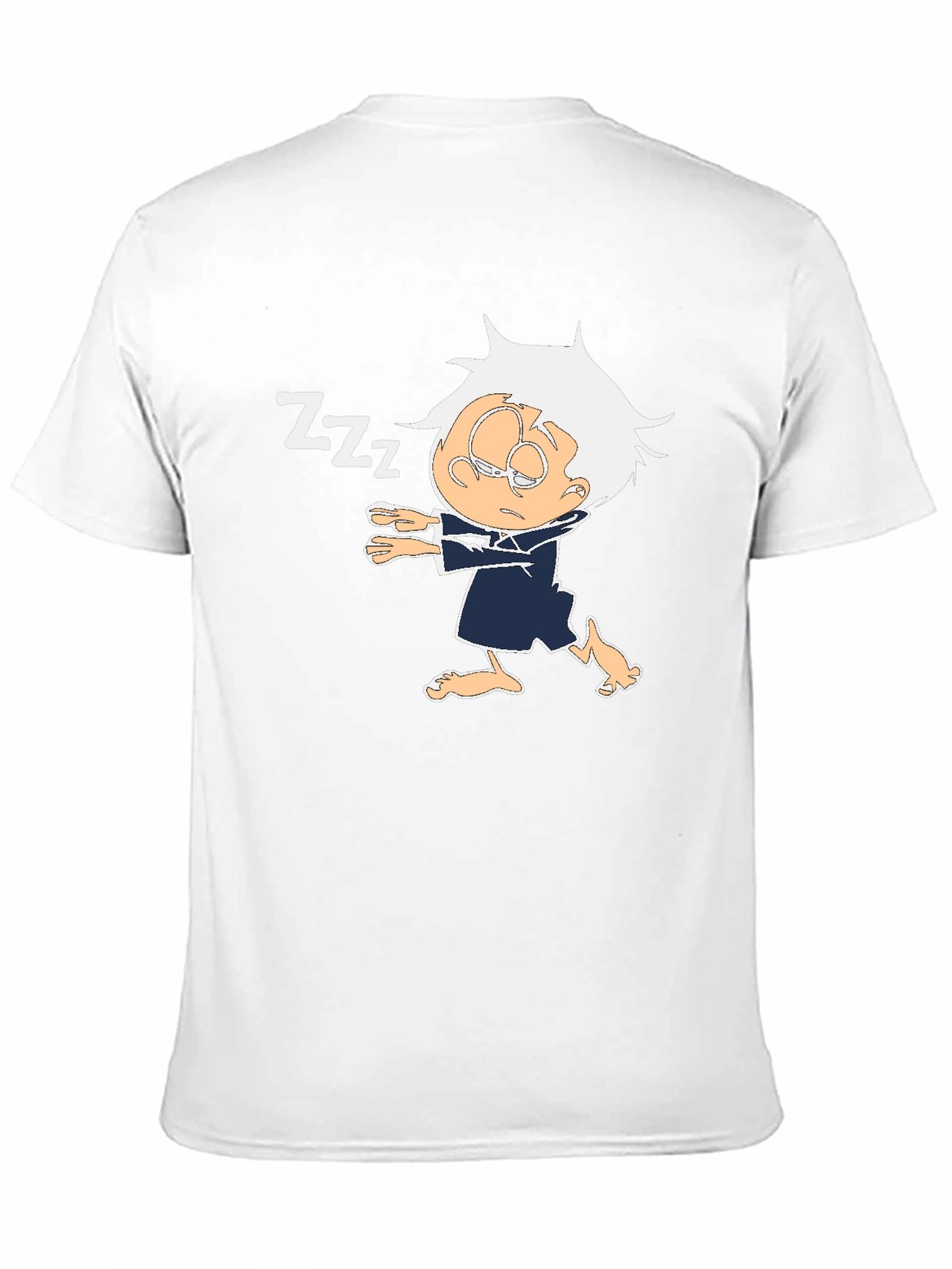 Sleepy Cartoon Character Black T-Shirt