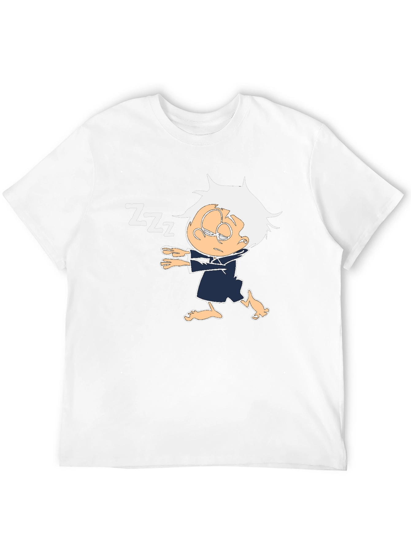 Sleepy Cartoon Character Black T-Shirt
