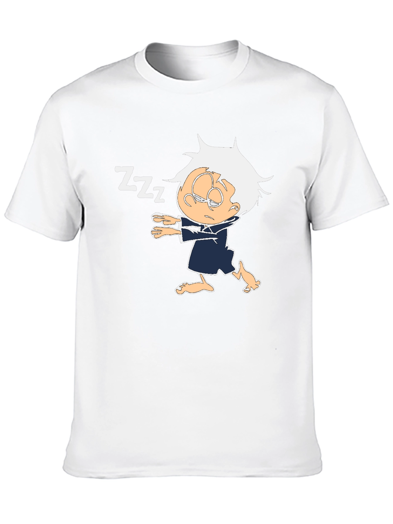 Sleepy Cartoon Character Black T-Shirt
