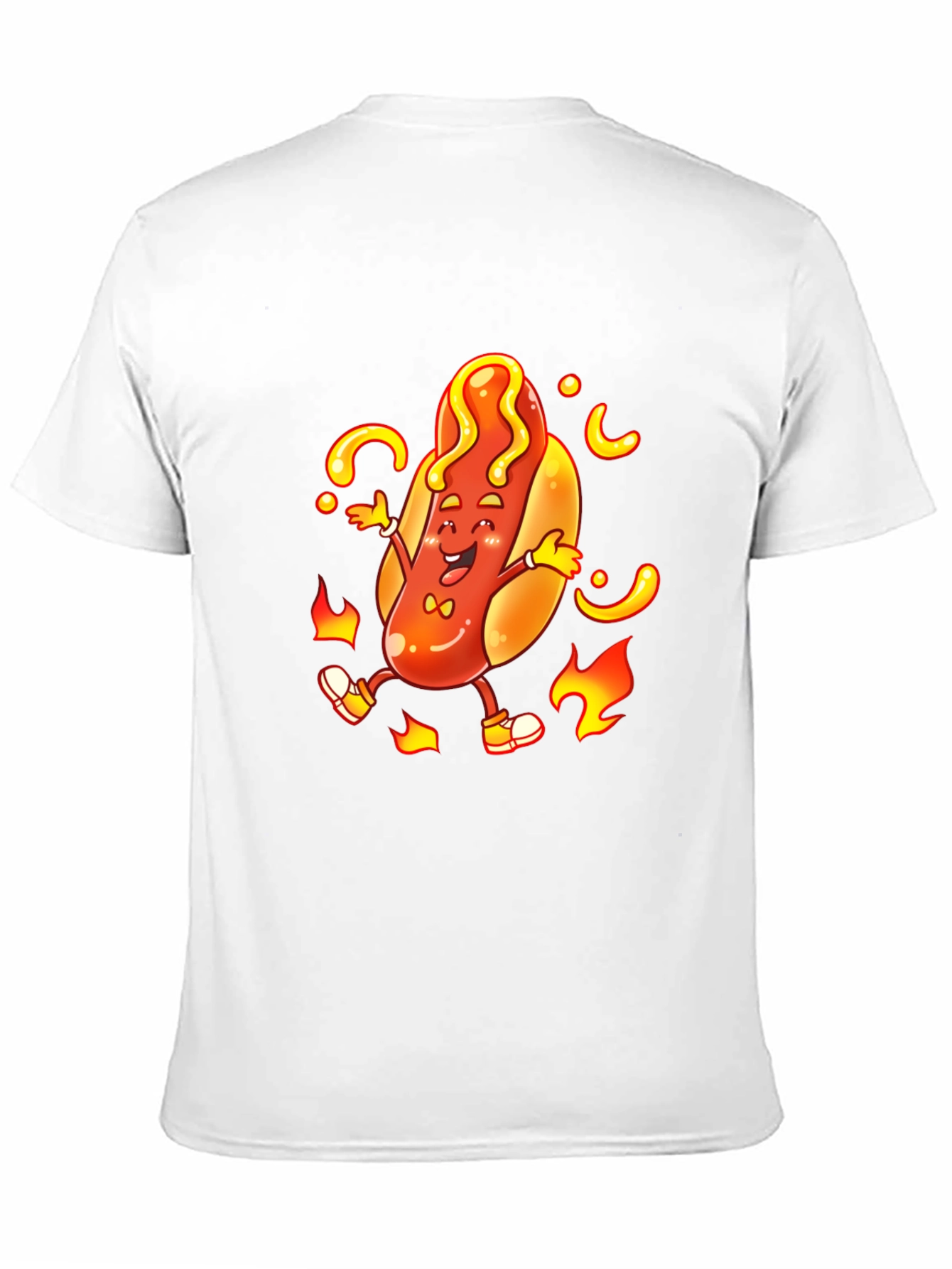 Cartoon Hotdog Graphic T-Shirt - Unisex Black Tee