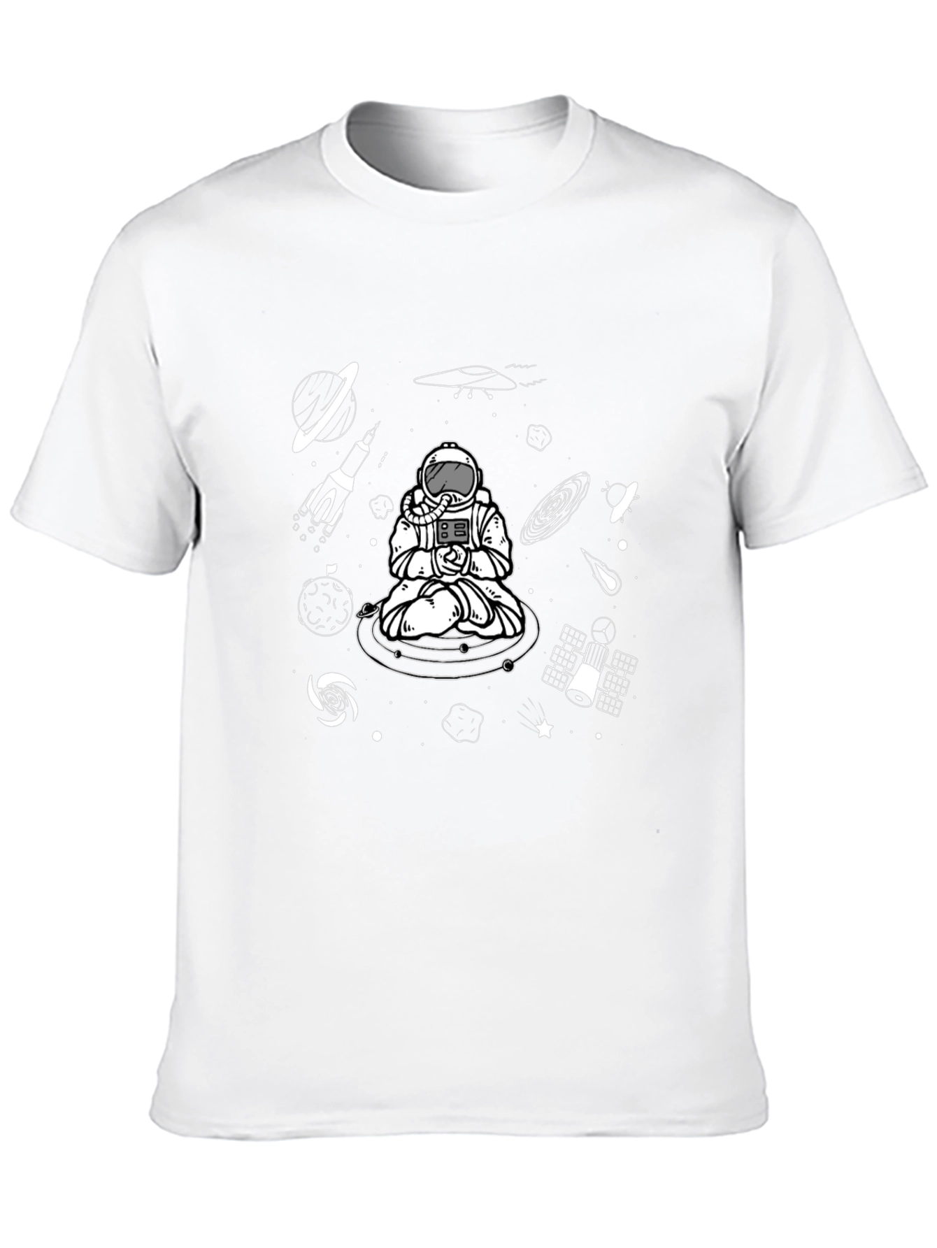 Astronaut Meditation Black T-Shirt - Space Design