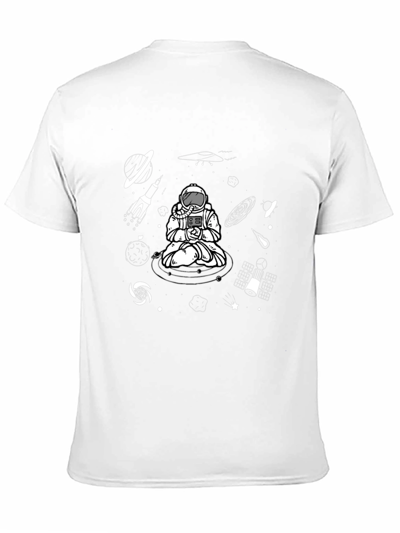 Astronaut Meditation Black T-Shirt - Space Design