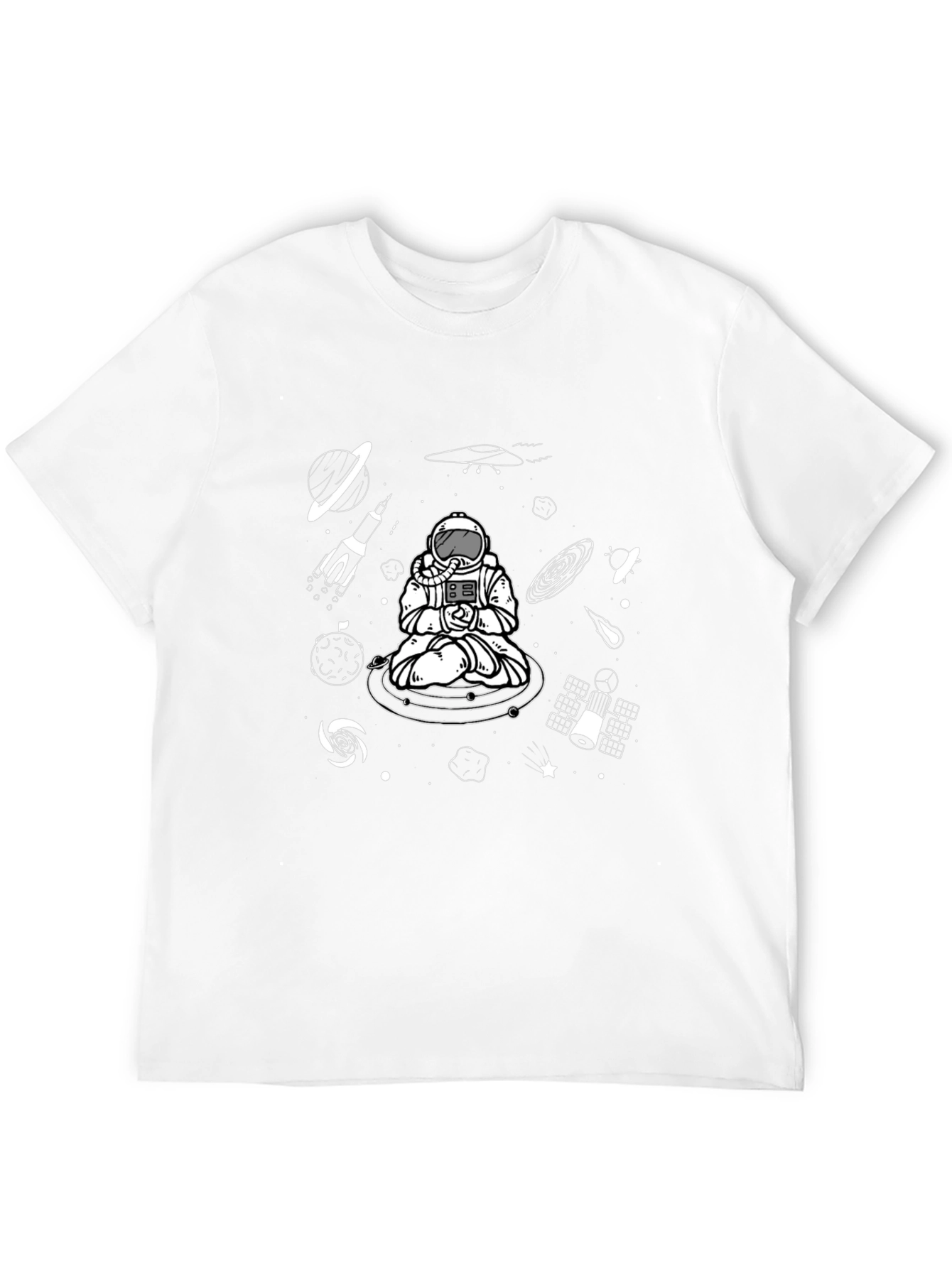 Astronaut Meditation Black T-Shirt - Space Design