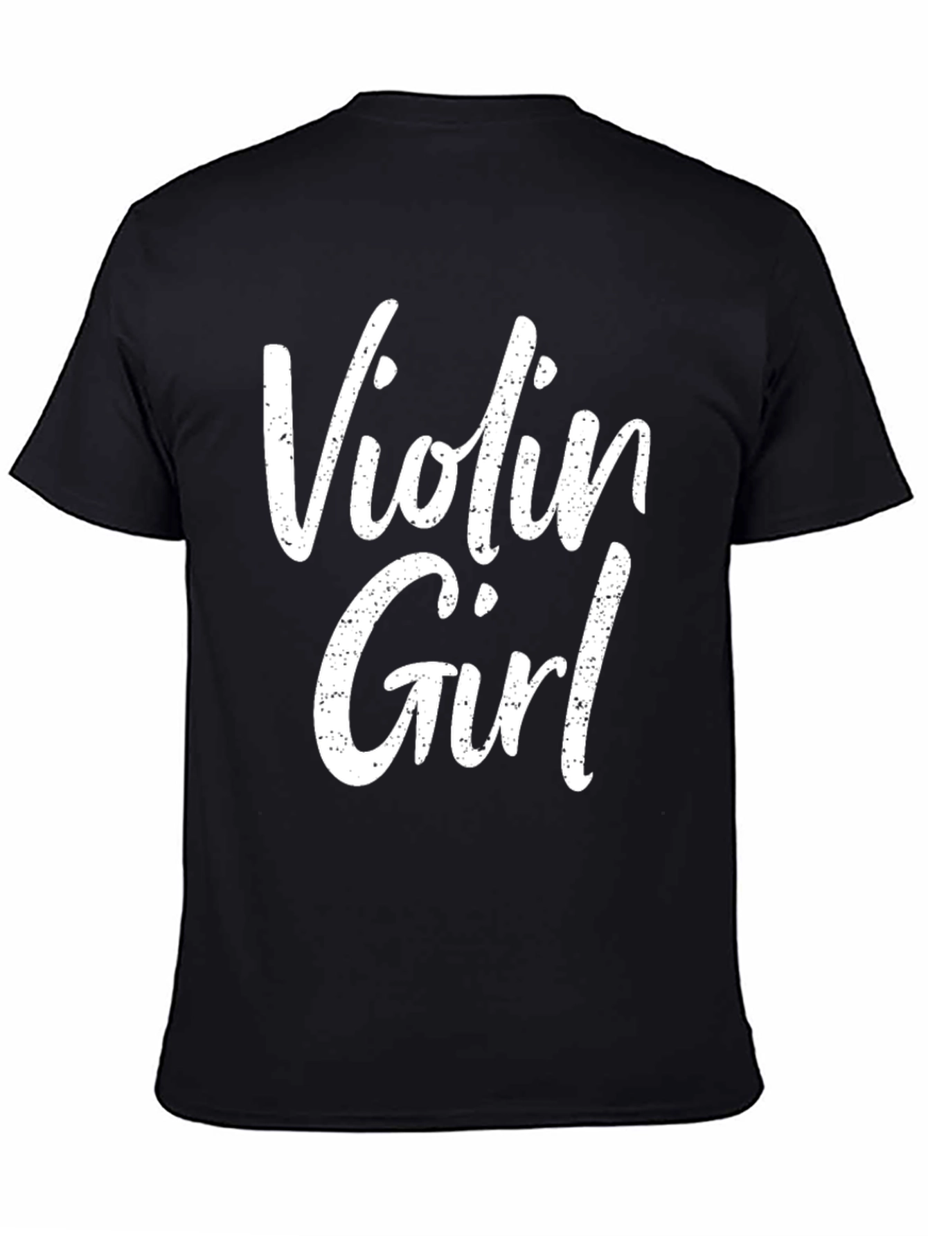 Violin Girl Graphic Tee - Black Cotton T-Shirt