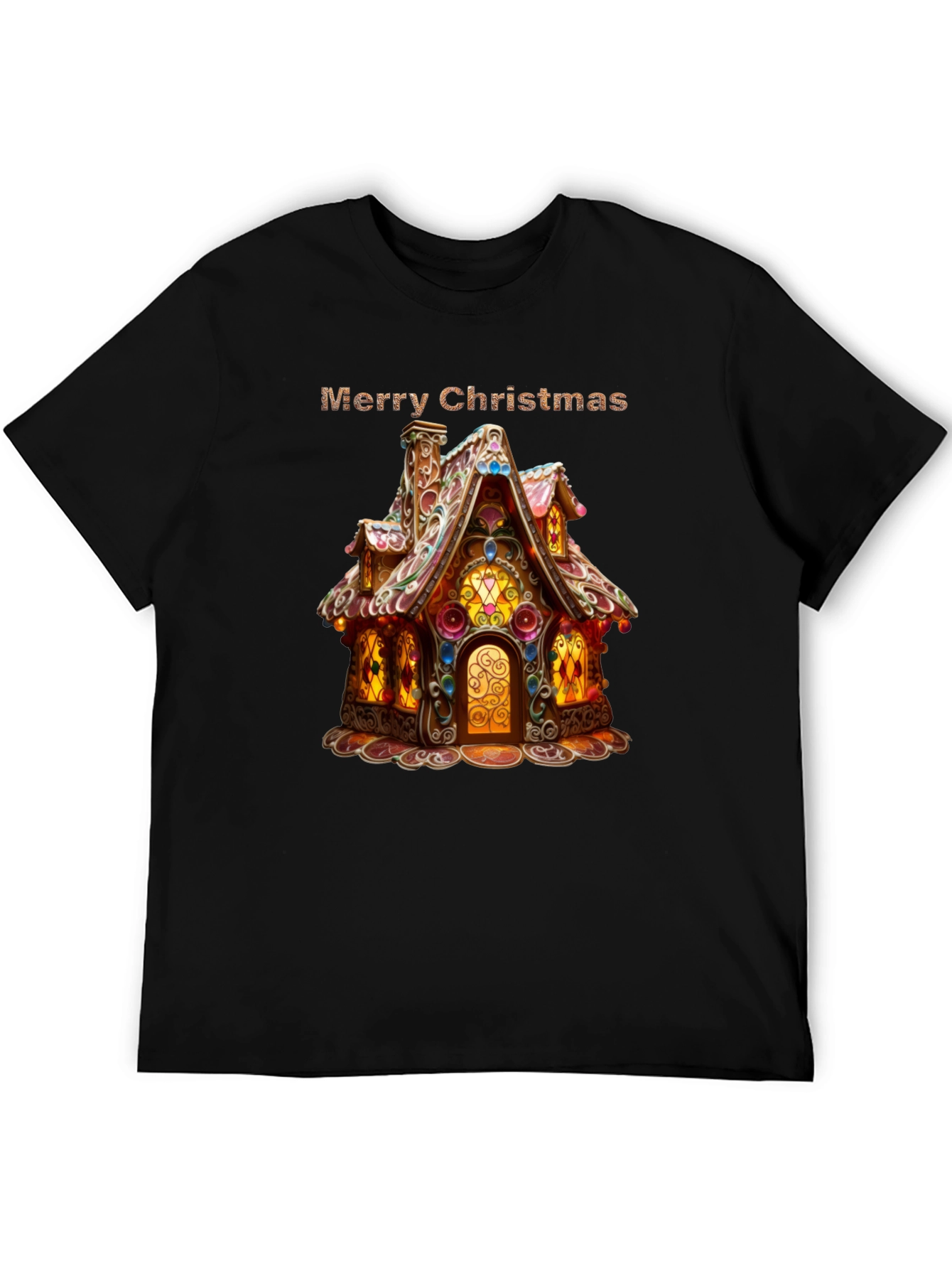 Merry Christmas Gingerbread House Graphic T-Shirt