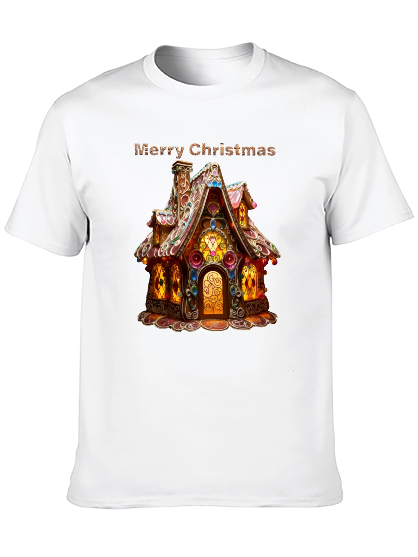 Merry Christmas Gingerbread House Graphic T-Shirt