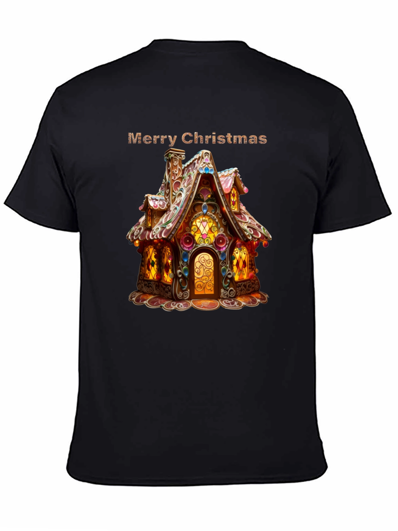Merry Christmas Gingerbread House Graphic T-Shirt