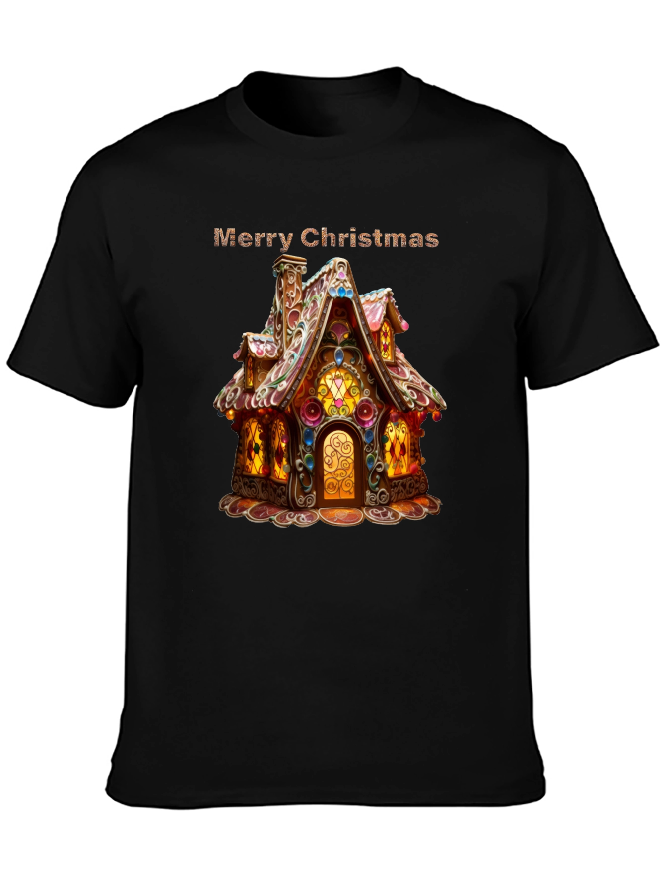 Merry Christmas Gingerbread House Graphic T-Shirt