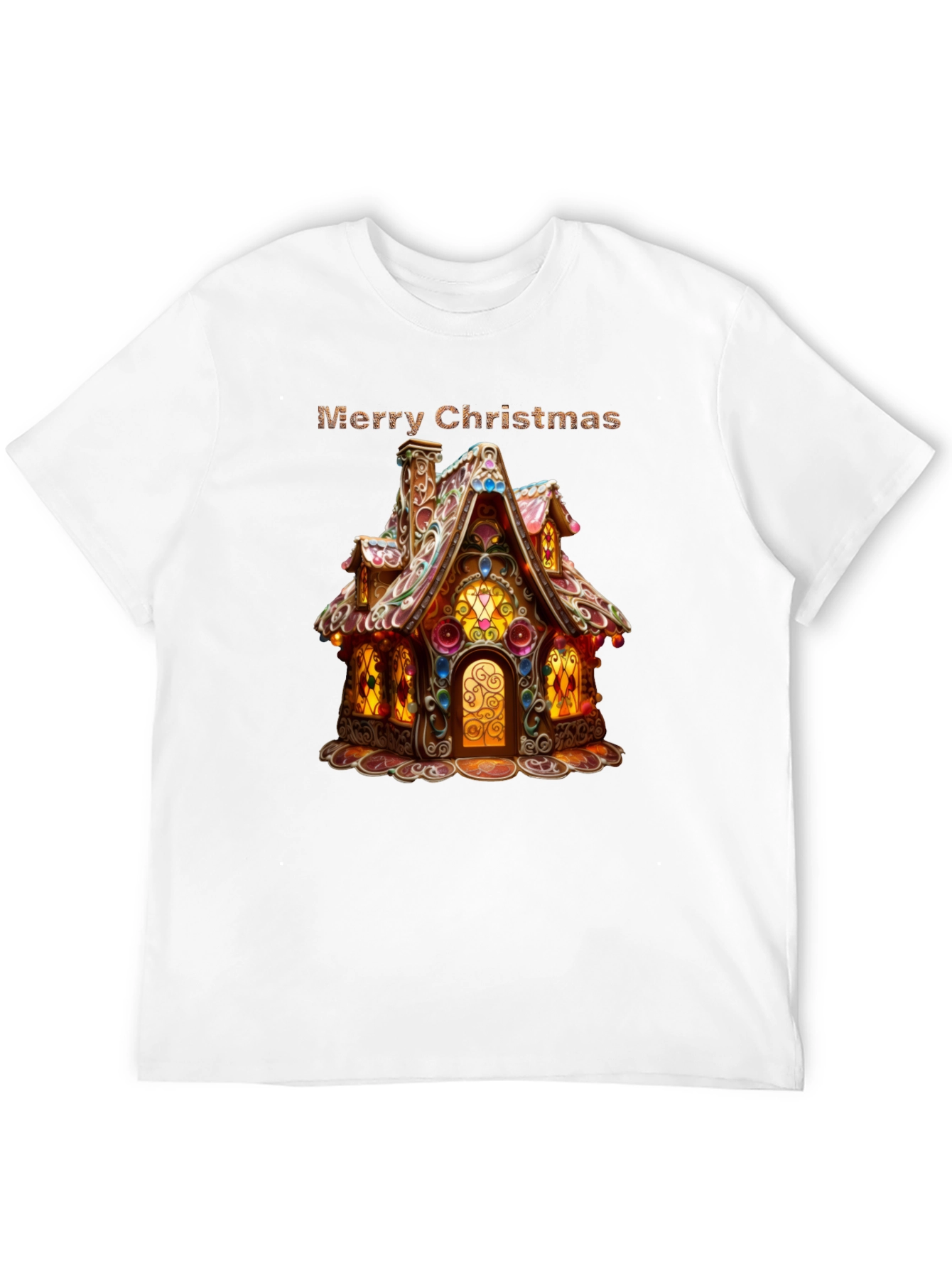 Merry Christmas Gingerbread House Graphic T-Shirt