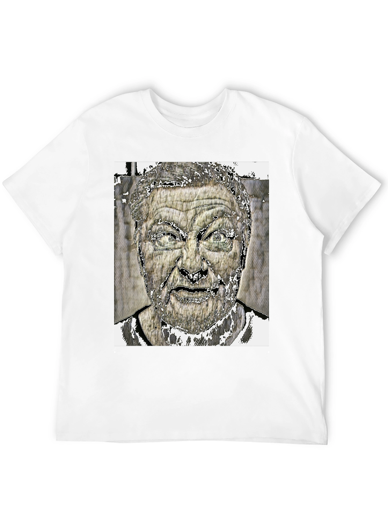 Edgy Graphic Tee: Intense Face Black T-Shirt