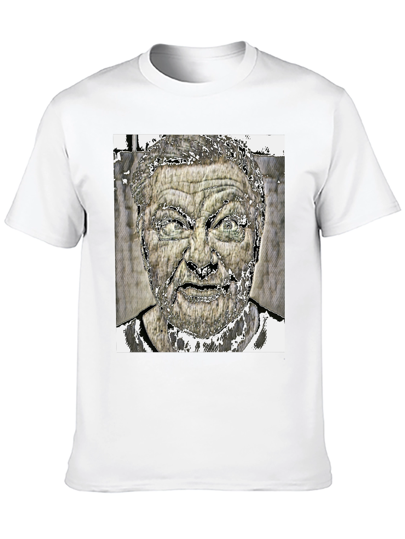 Edgy Graphic Tee: Intense Face Black T-Shirt