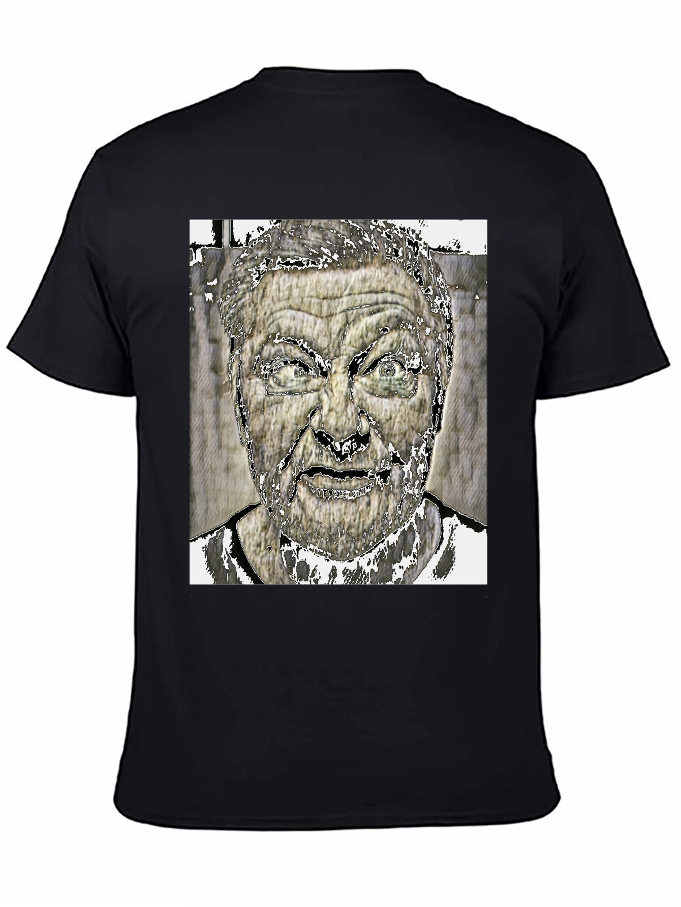 Edgy Graphic Tee: Intense Face Black T-Shirt