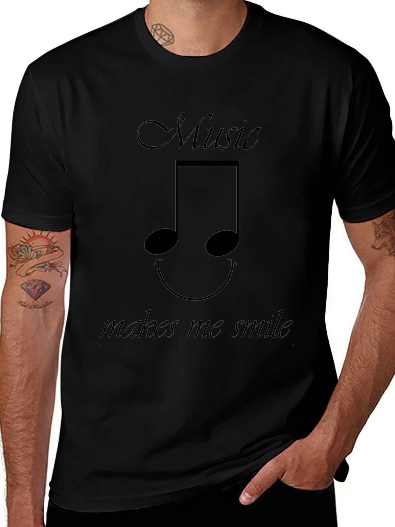 Music Makes Me Smile Tee - Black Casual T-Shirt