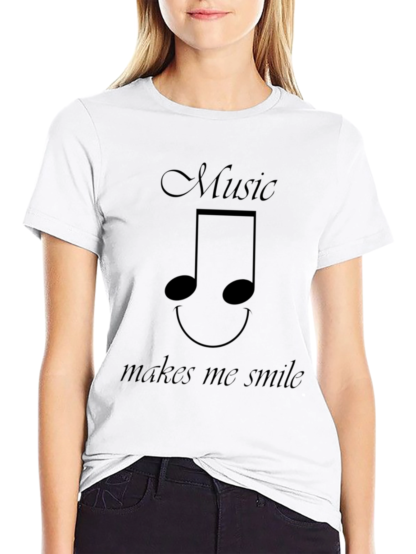 Music Makes Me Smile Tee - Black Casual T-Shirt