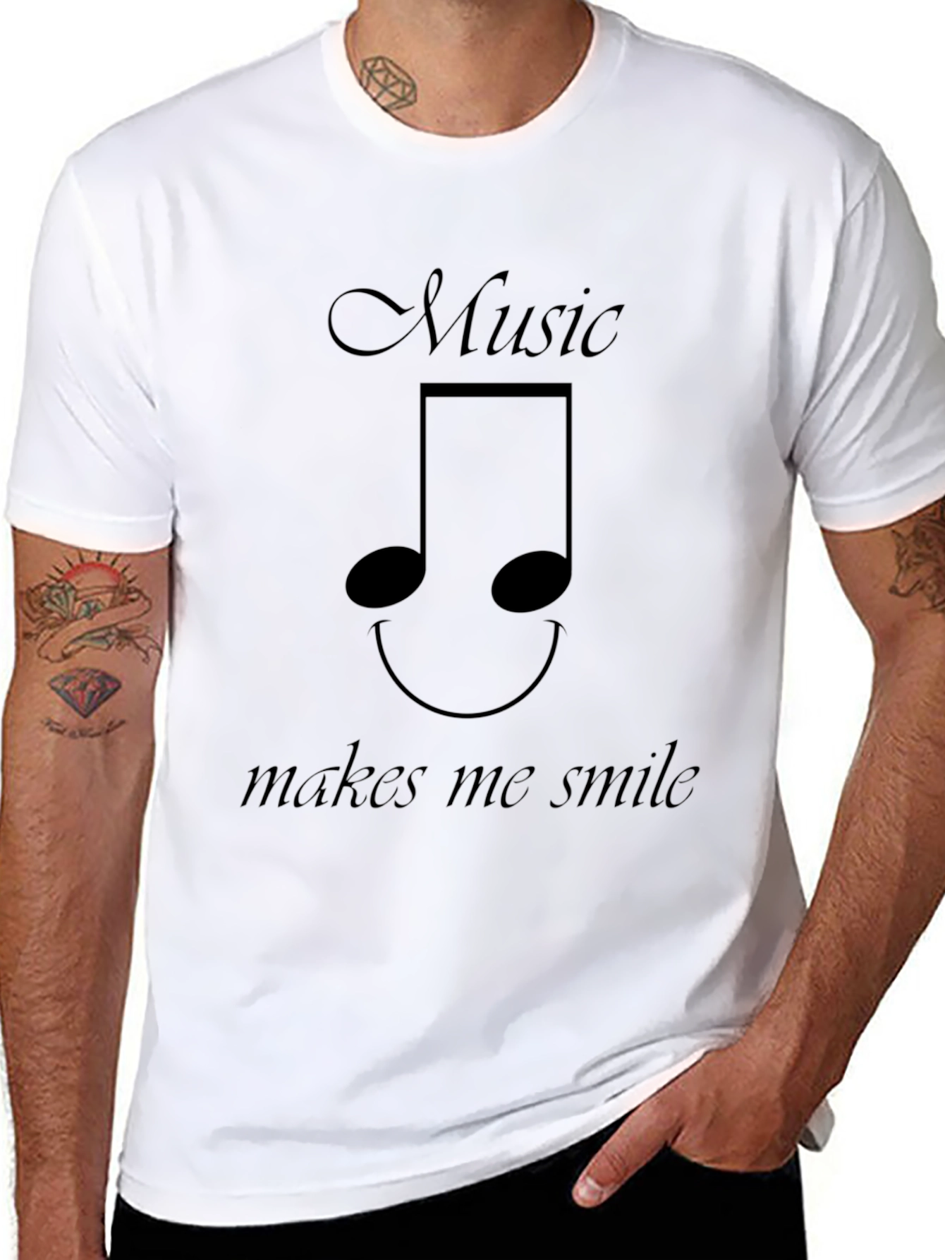 Music Makes Me Smile Tee - Black Casual T-Shirt