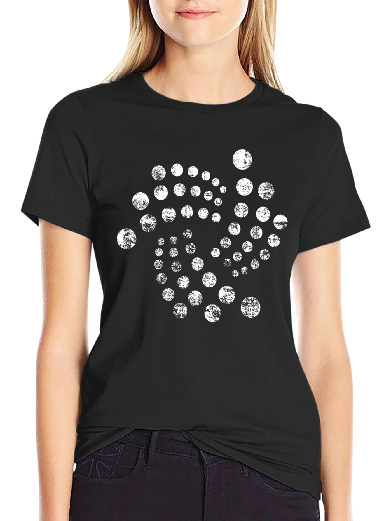 Graphic Print Black T-Shirt - Circle Design