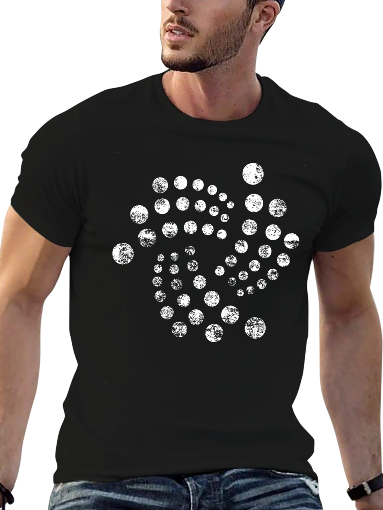 Graphic Print Black T-Shirt - Circle Design
