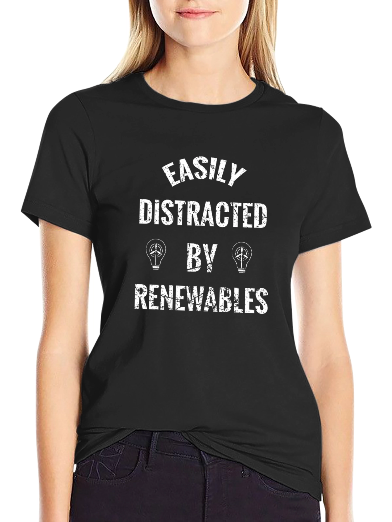 Easily Distracted by Renewables Black T-Shirt