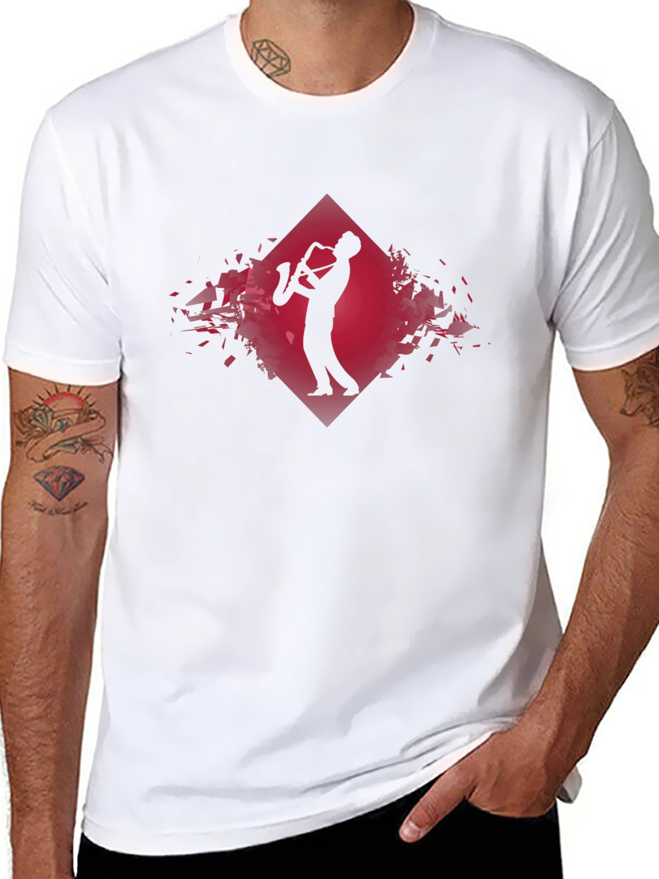 Saxophone Player Graphic Tee - Modern Jazz Style Shirt