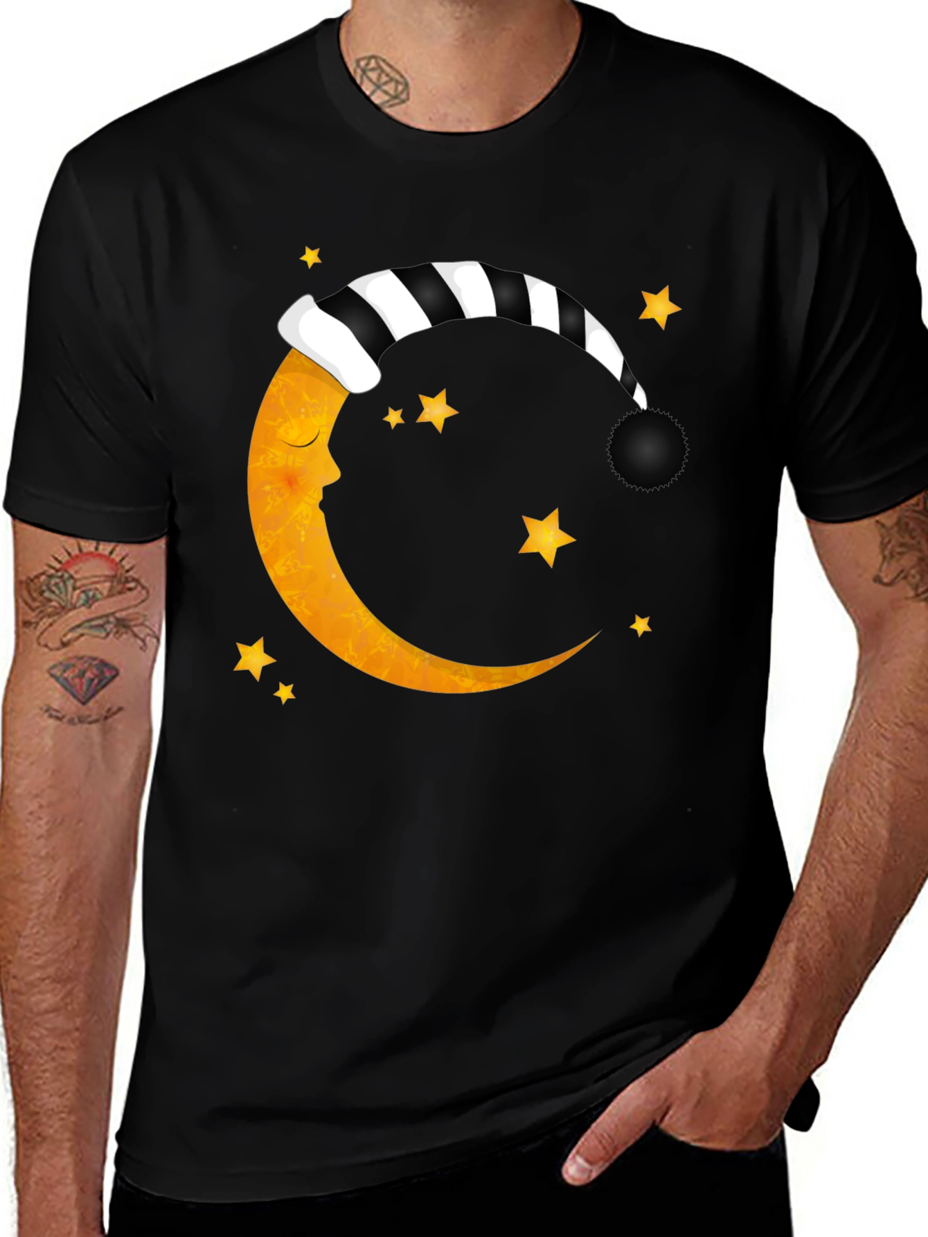 Sleepy Moon Graphic T-Shirt - Black