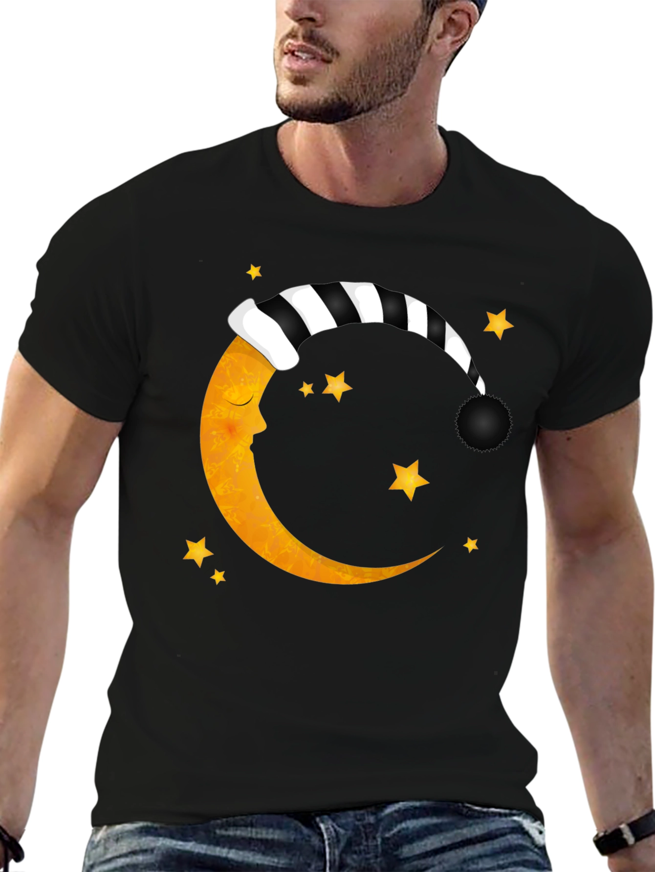 Sleepy Moon Graphic T-Shirt - Black