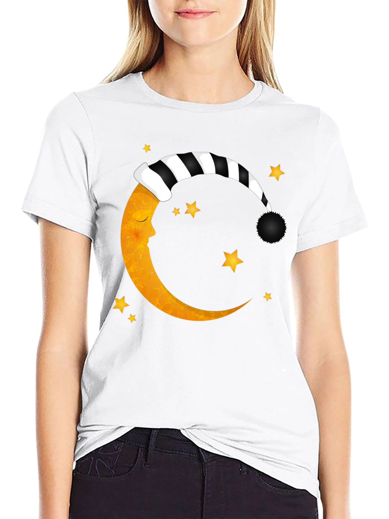 Sleepy Moon Graphic T-Shirt - Black