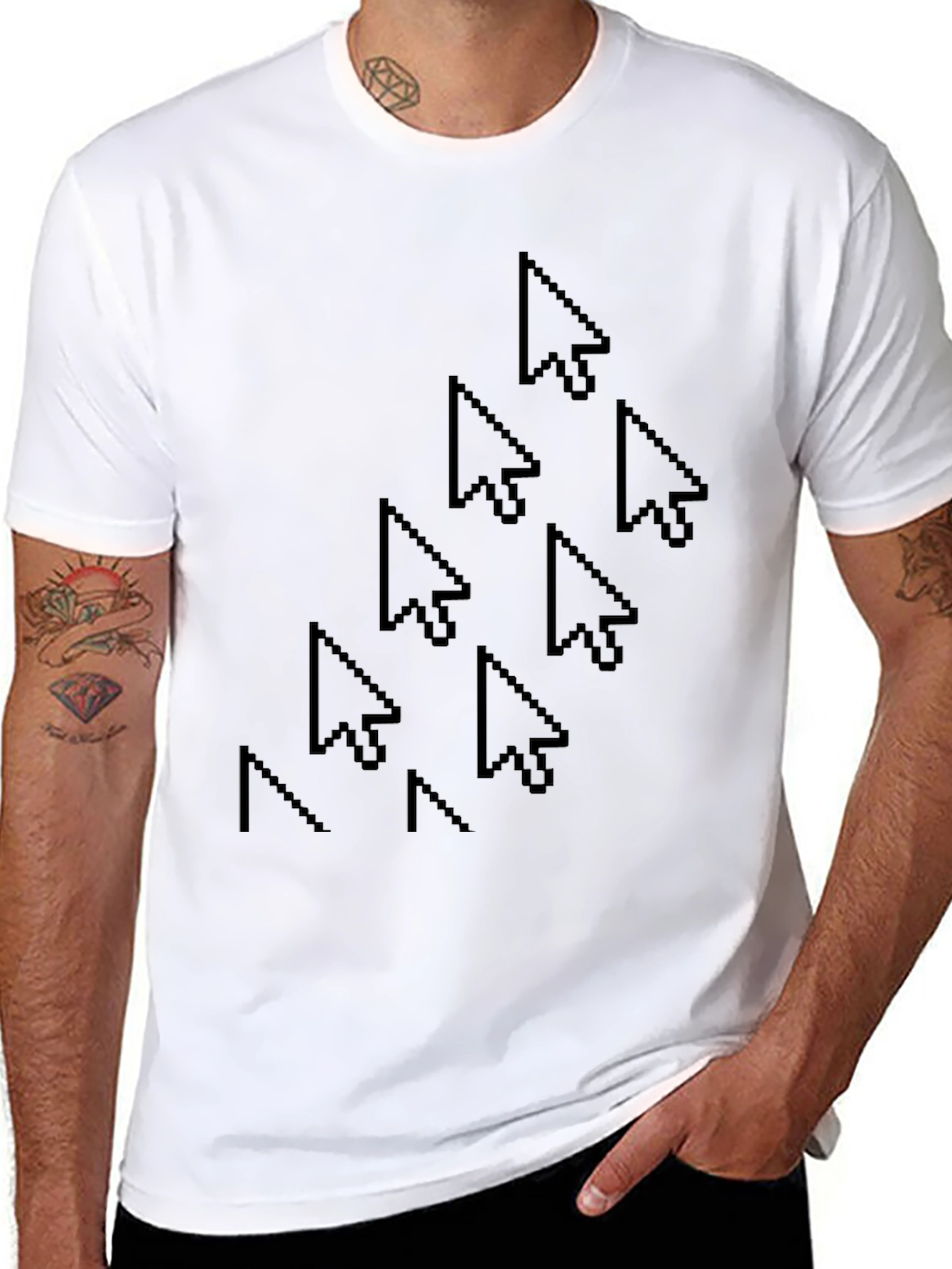 Pixel Cursor Pattern Black T-Shirt