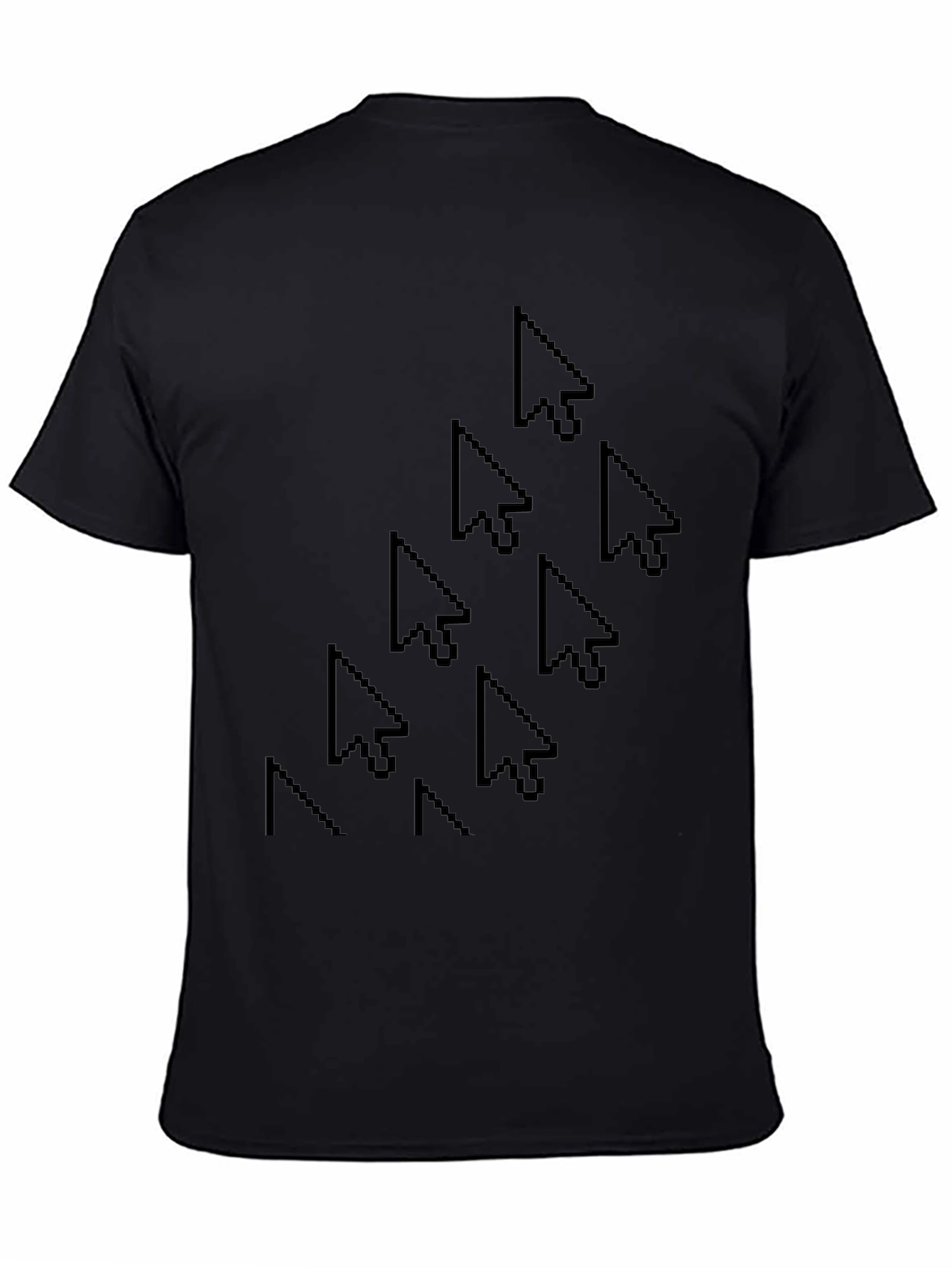 Pixel Cursor Pattern Black T-Shirt