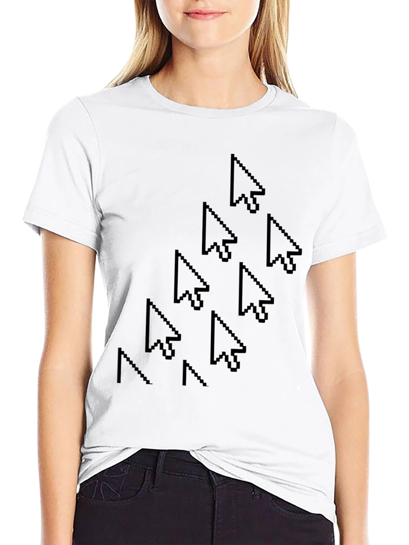 Pixel Cursor Pattern Black T-Shirt